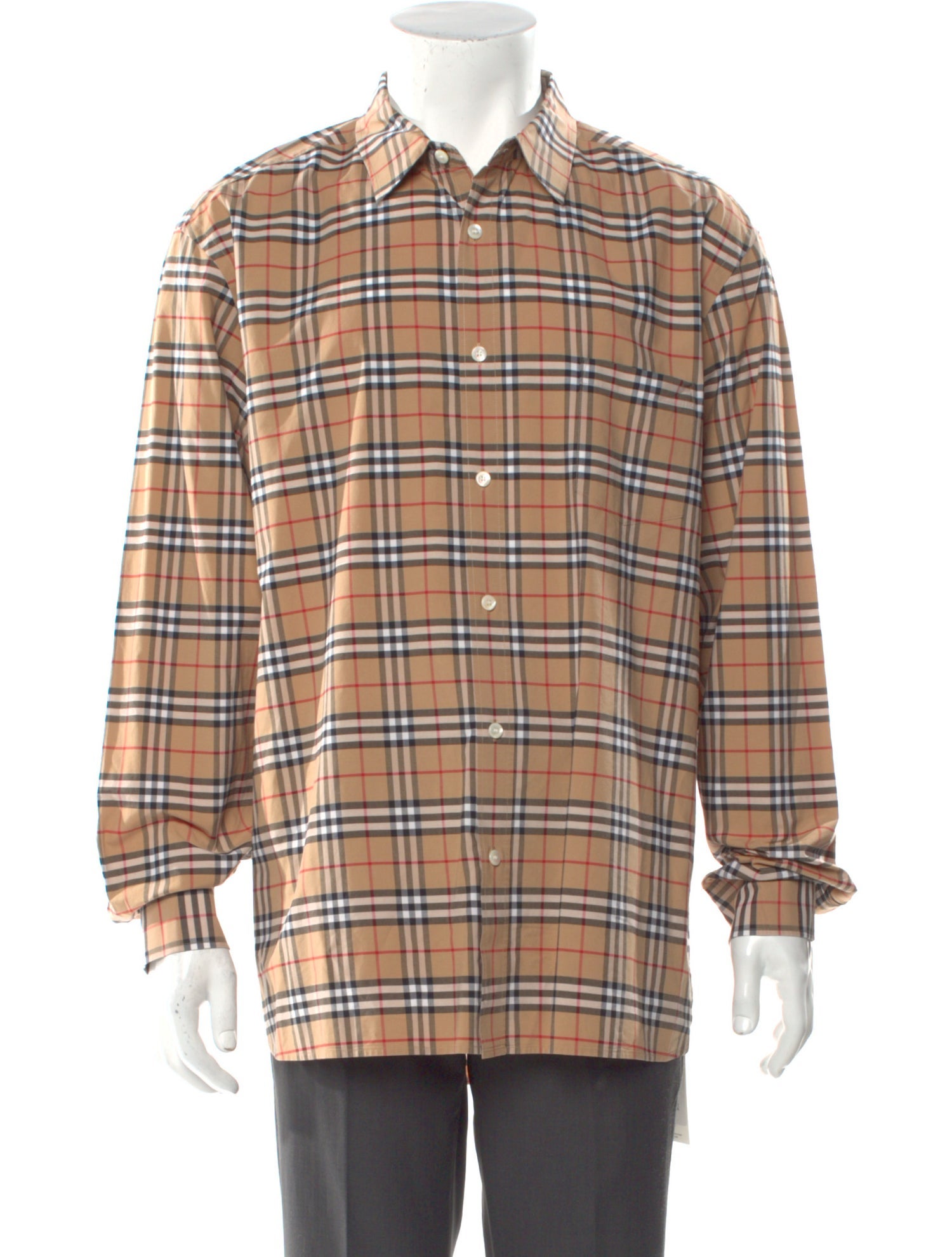 Burberry Plaid Print Long Sleeve Shirt