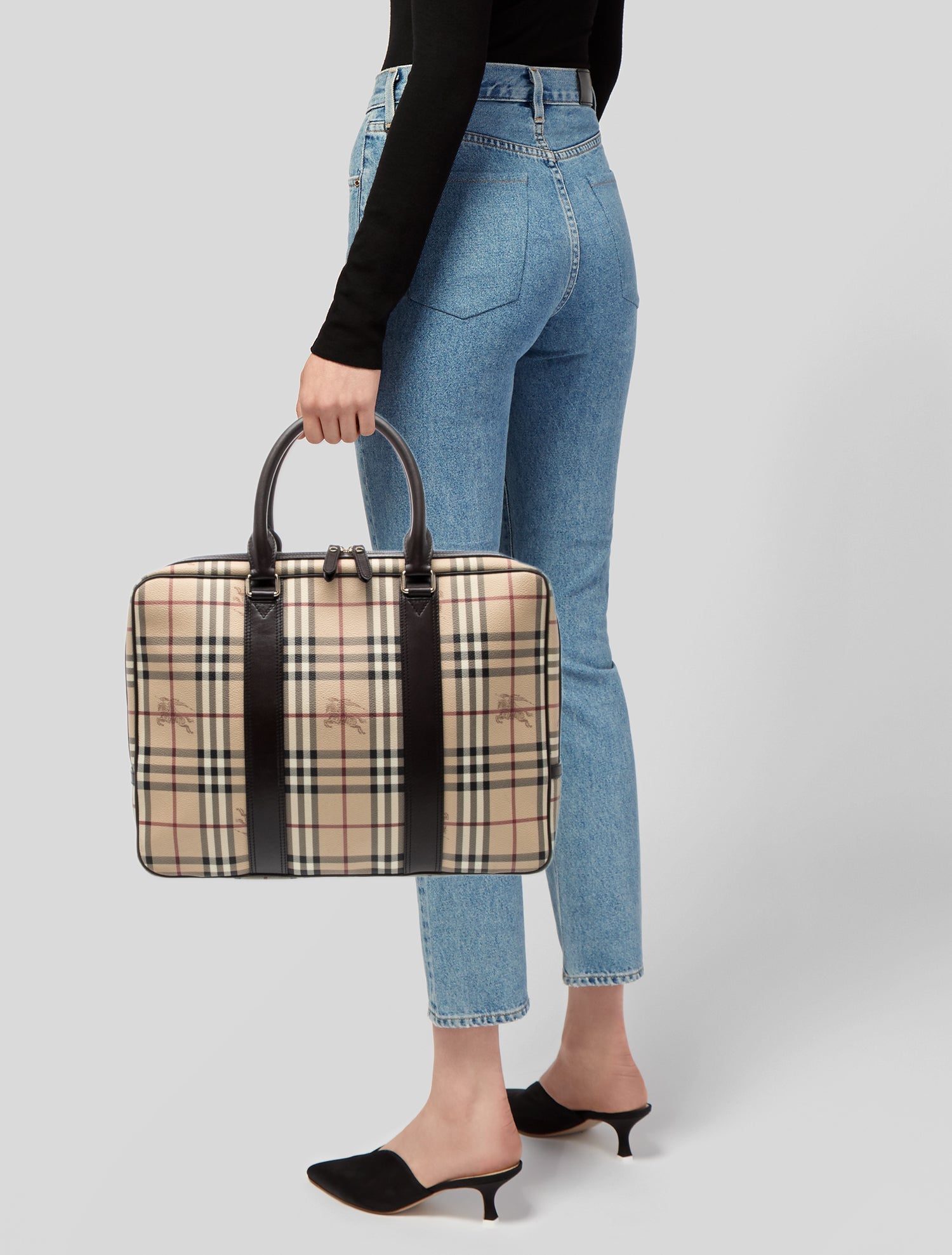 Burberry Haymarket Check Briefcase - Neutrals Portfolios & Pouches