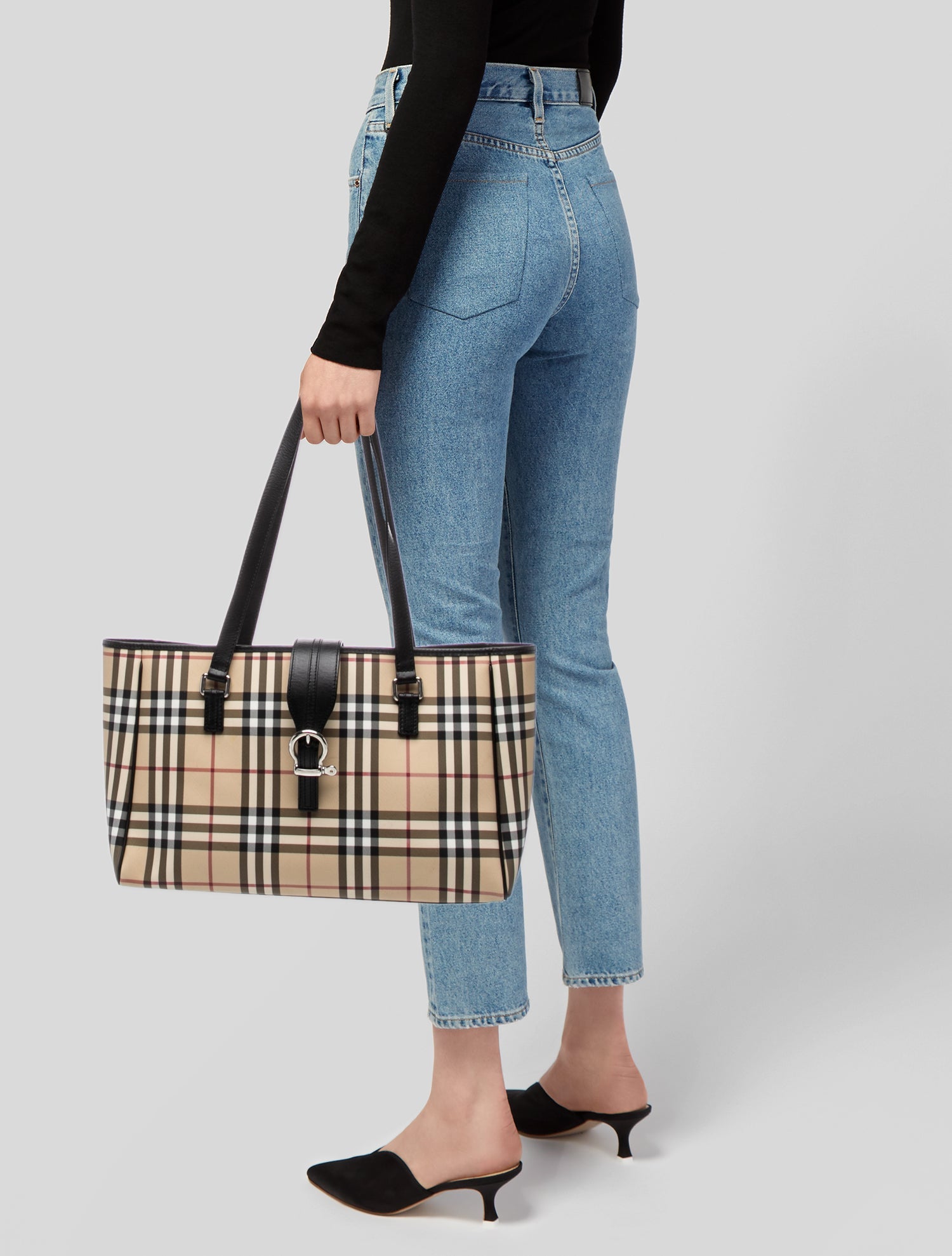 Burberry Leather-Trimmed House Check Diaper Bag