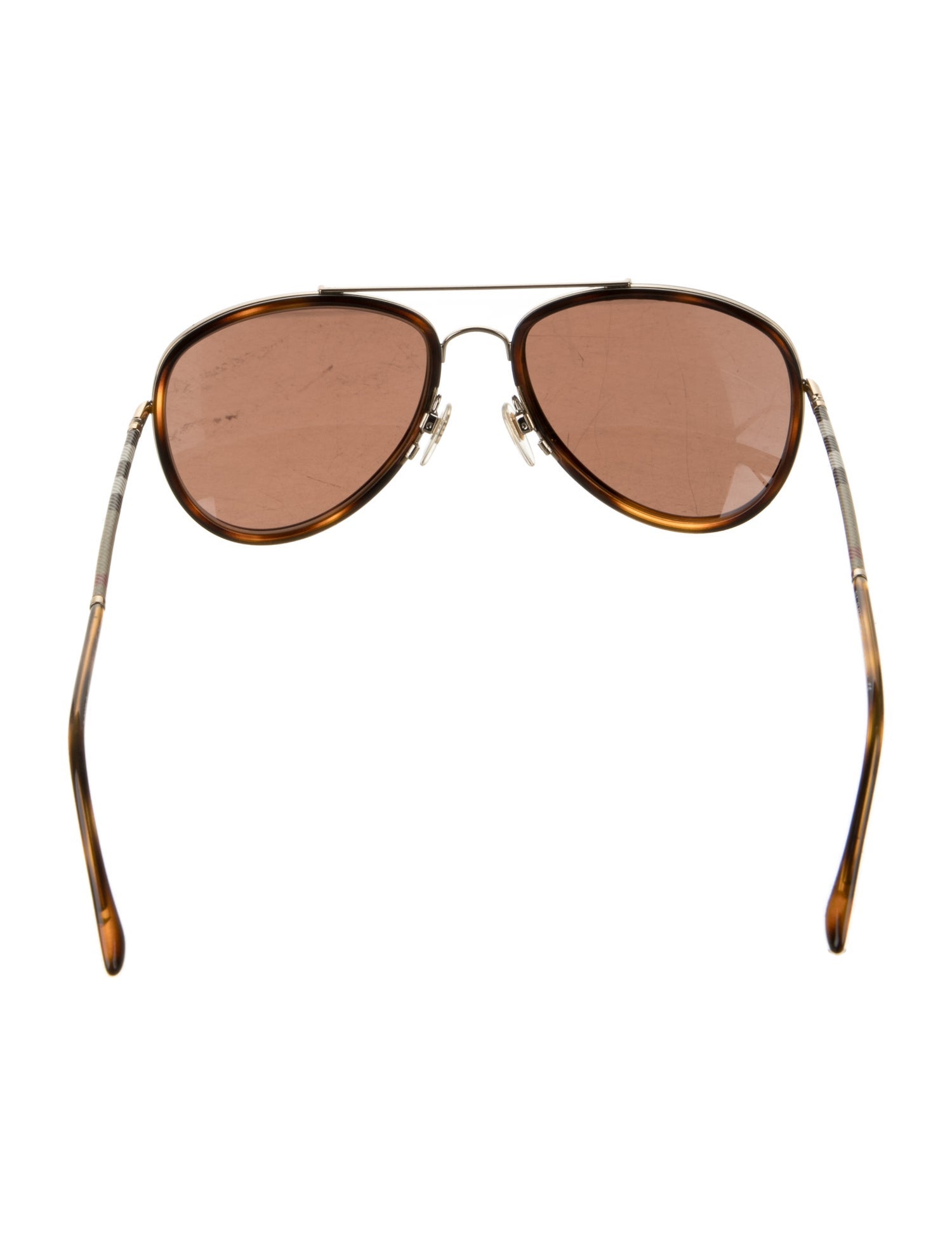 Burberry House Check Pattern Aviator Sunglasses