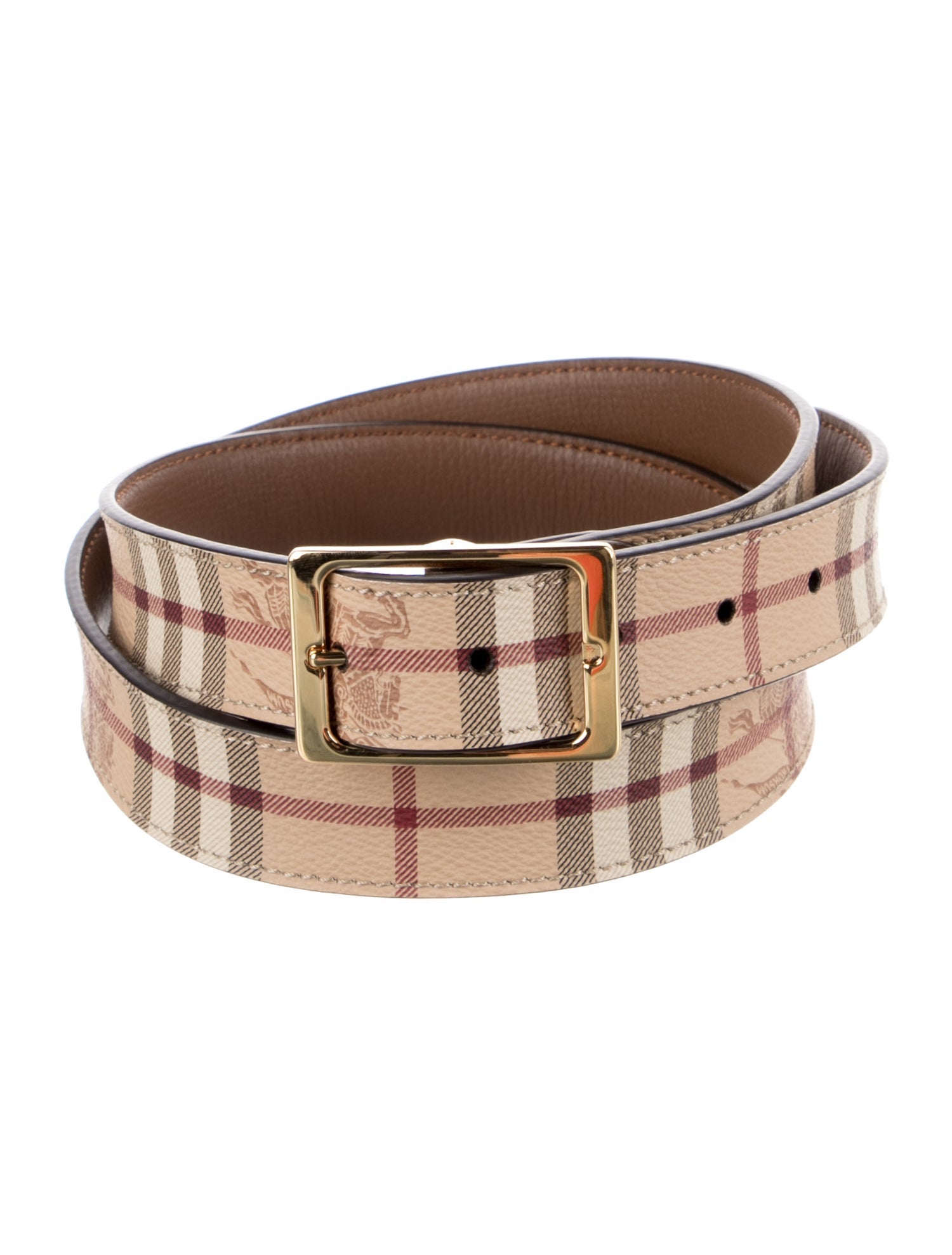Burberry Haymarket Check Pattern Leather Belt