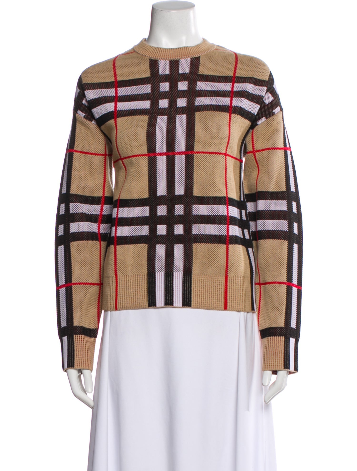 Burberry Merino Wool Plaid Print Sweater
