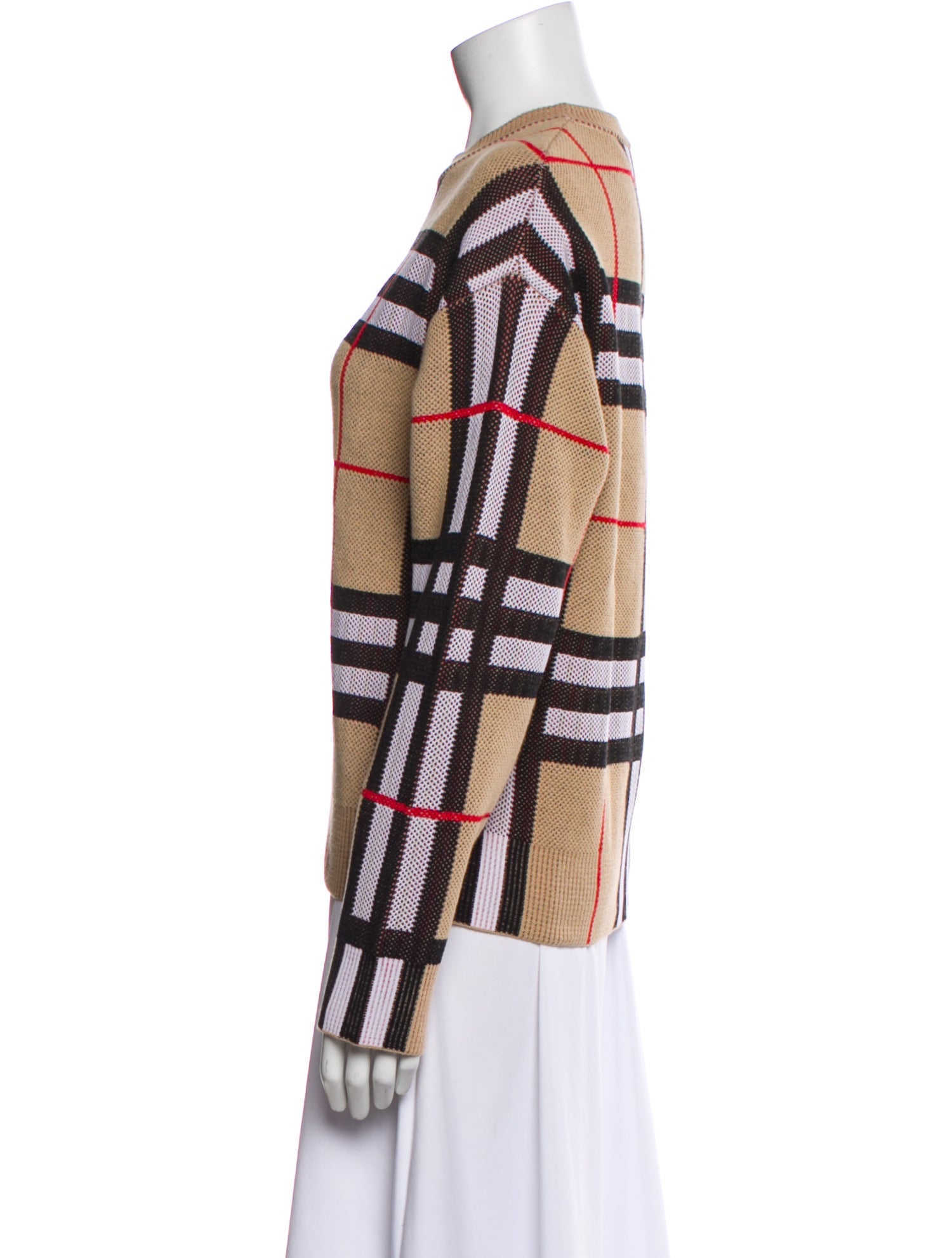 Burberry Merino Wool Plaid Print Sweater