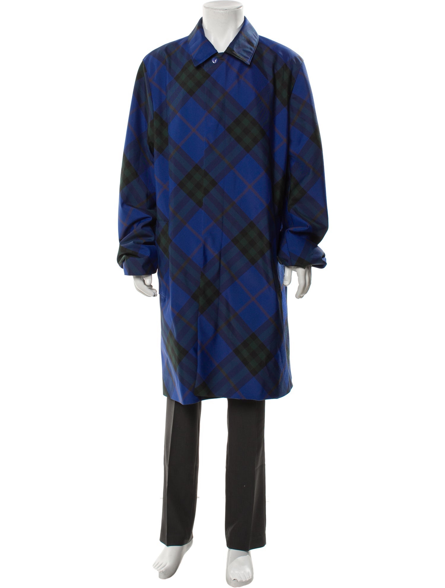 Burberry Plaid Print Overcoat