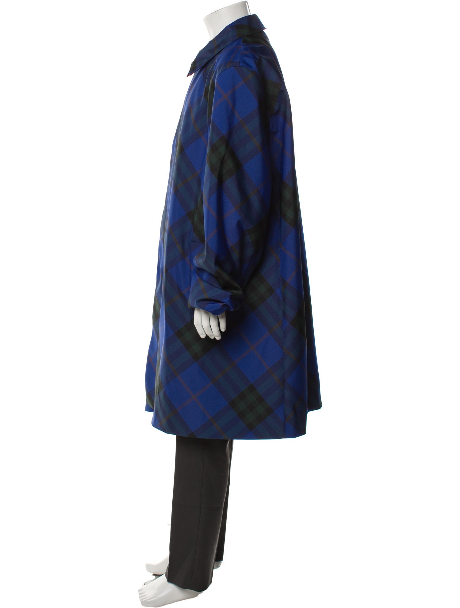 Burberry Plaid Print Overcoat