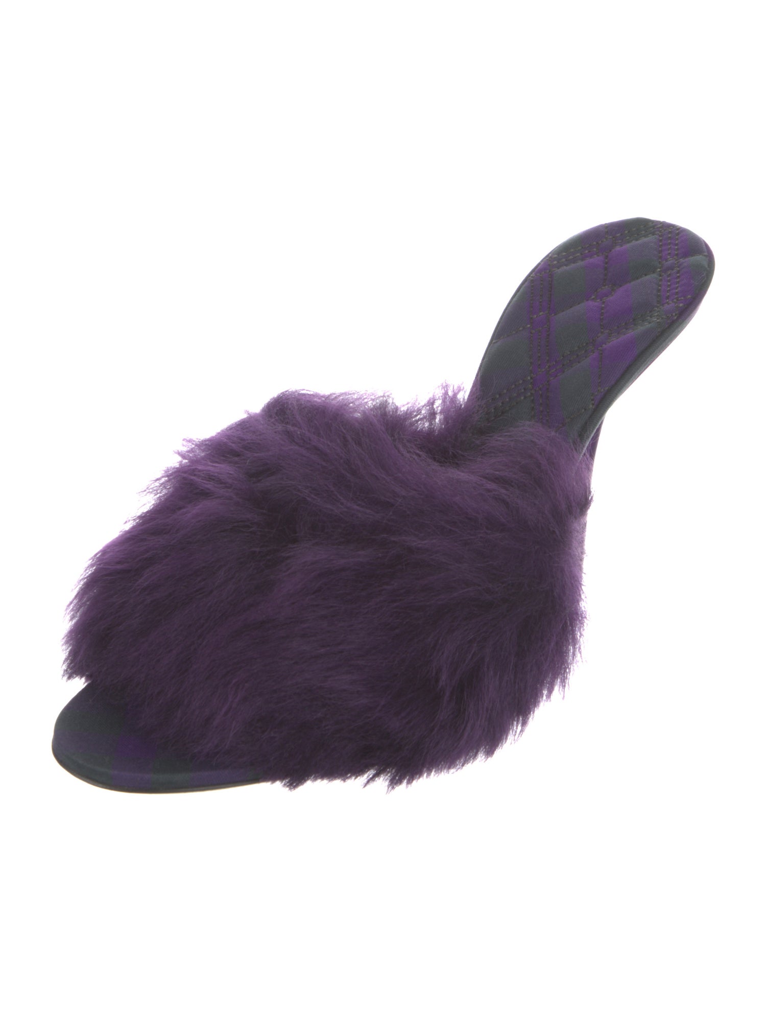 Burberry Leather Faux Fur Trim Slides