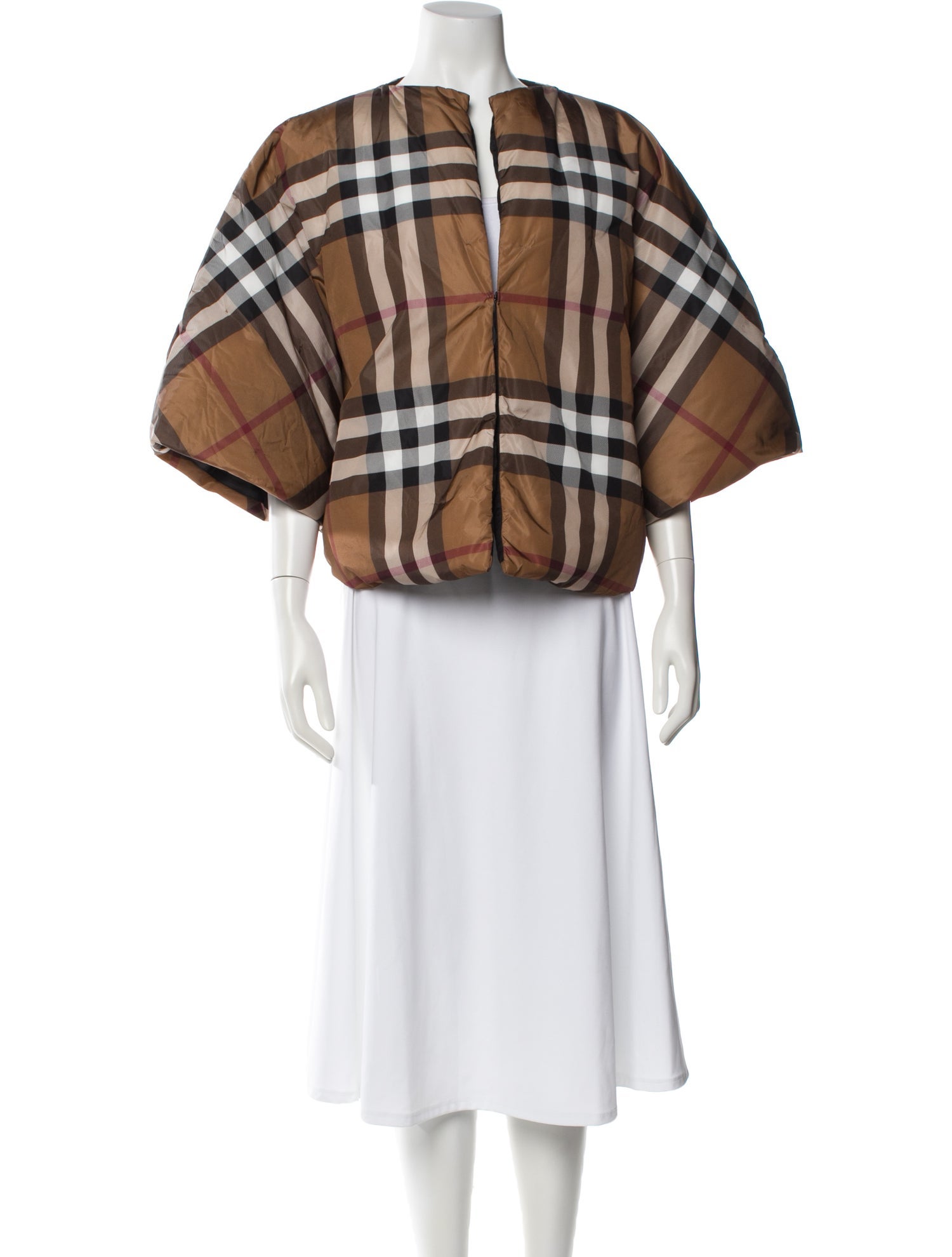 Burberry Nylon Plaid Print Jacket