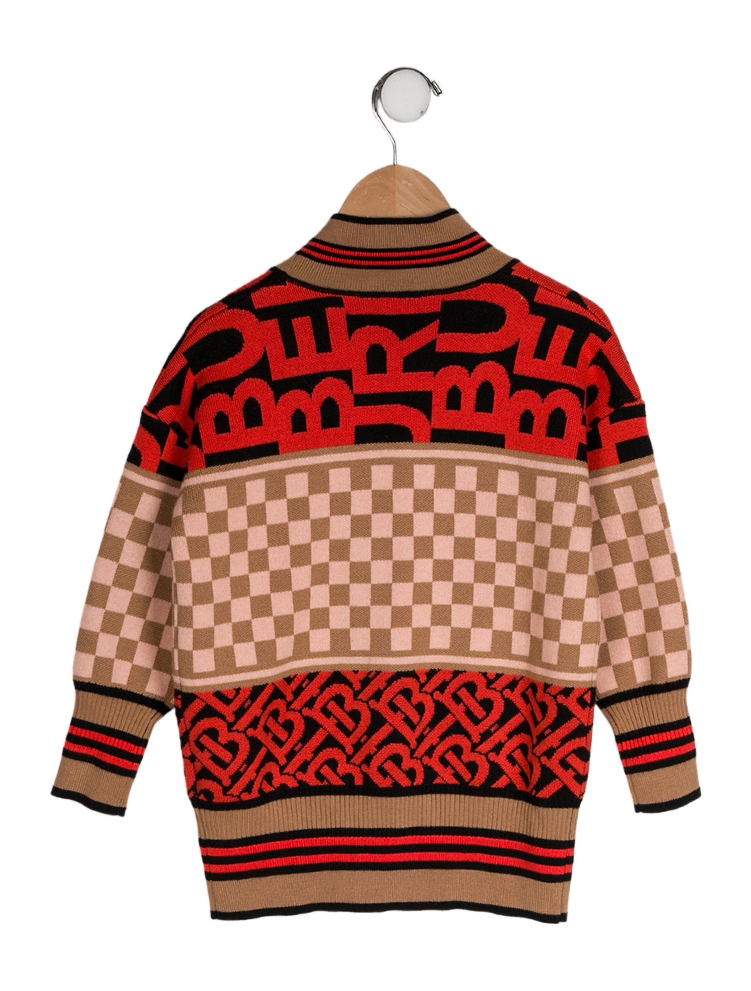 Burberry Girls' Intarsia Zip Up Cardigan w/ Tags