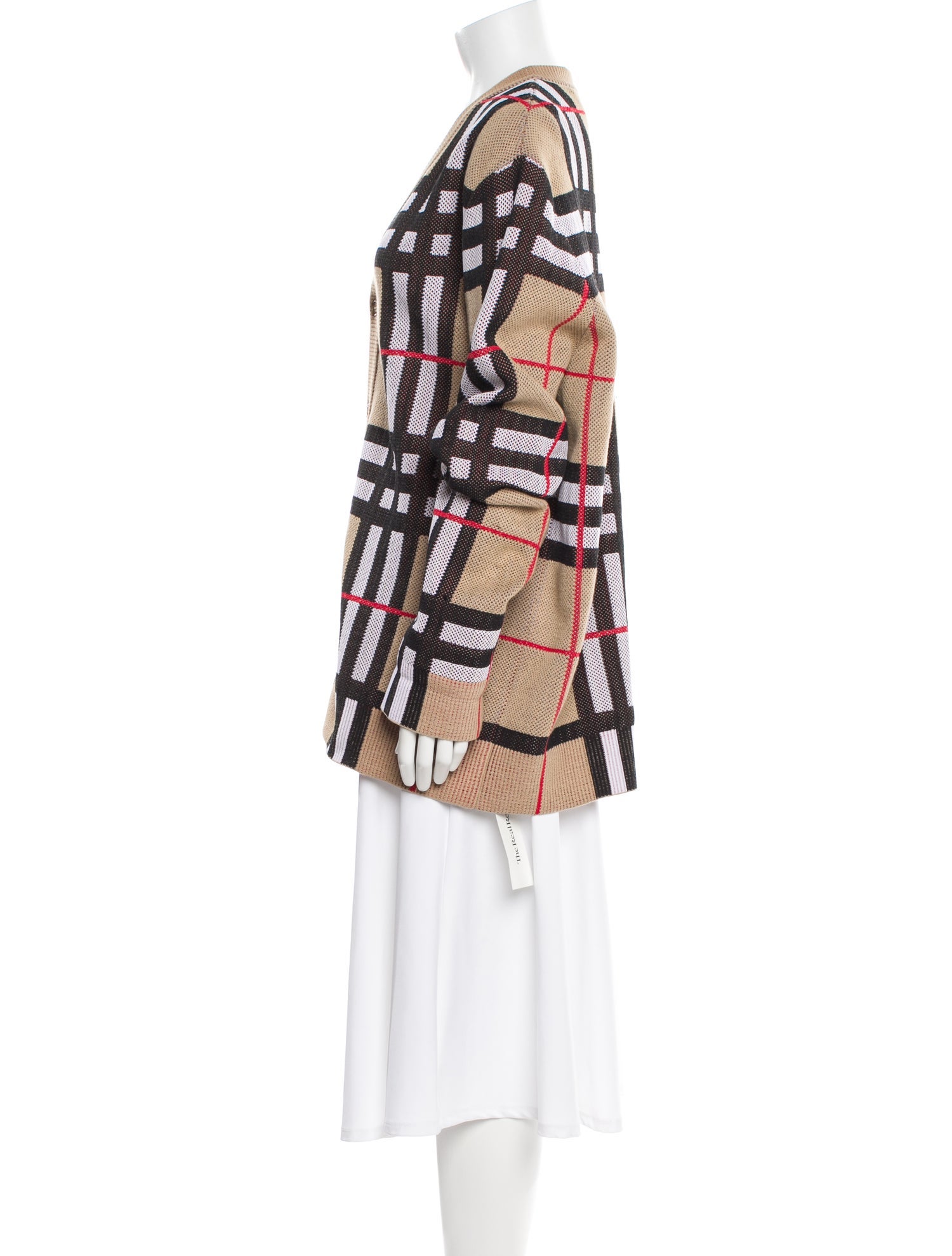 Burberry Nylon Plaid Print Sweater