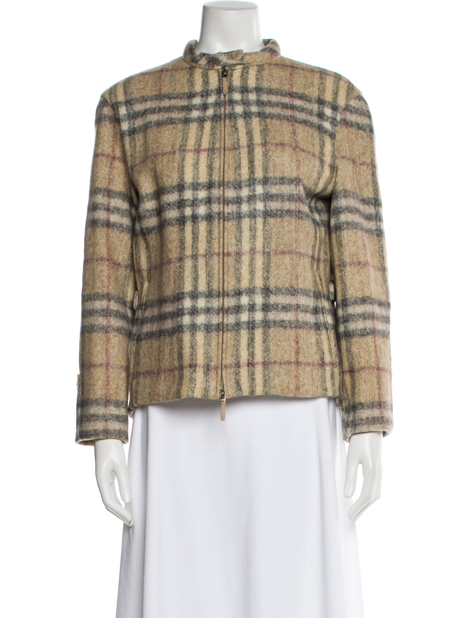 Burberry Wool Plaid Print Jacket