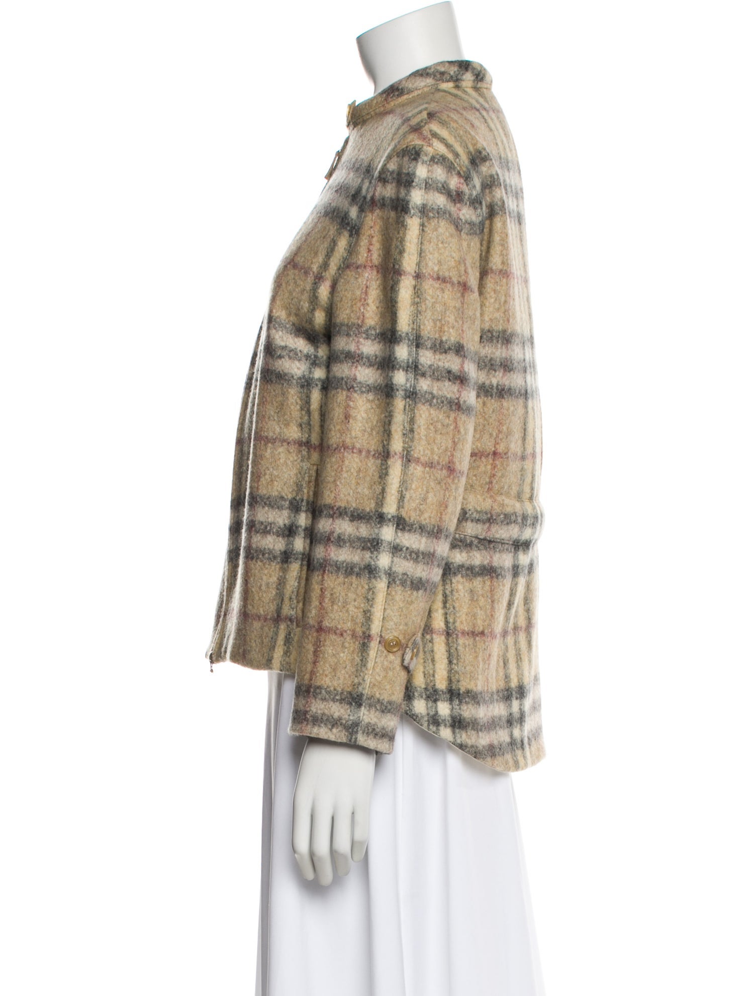 Burberry Wool Plaid Print Jacket