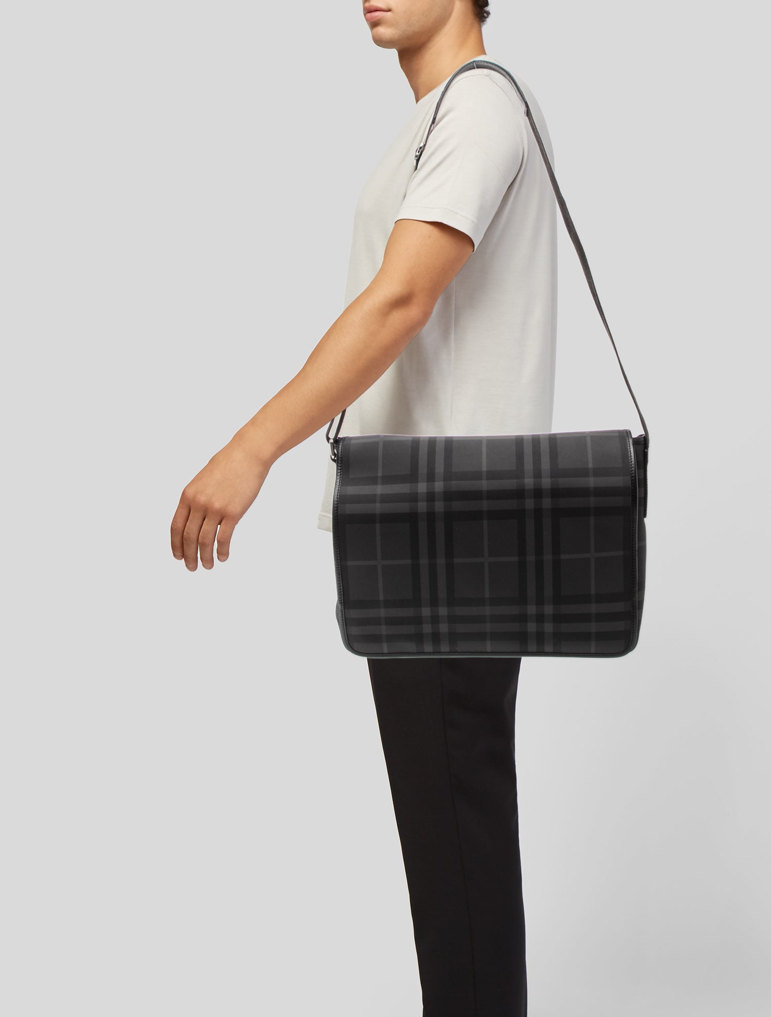 Burberry Smoked Check Messenger Bag - Black Messenger Bags, Bags