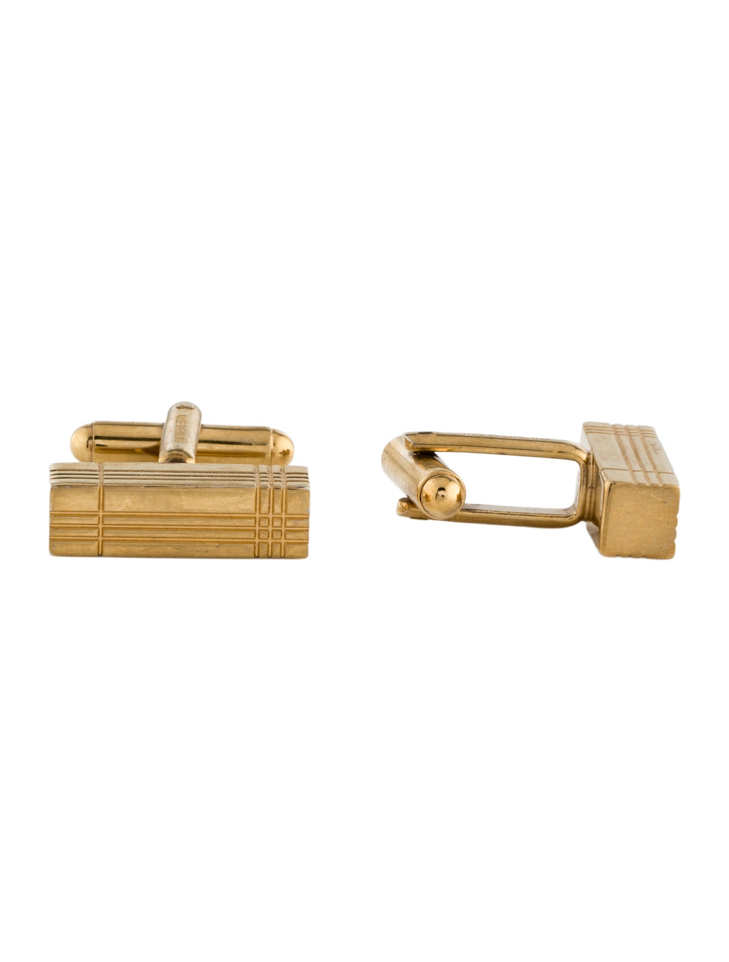 Burberry Rectangular Engraved Check Cufflinks