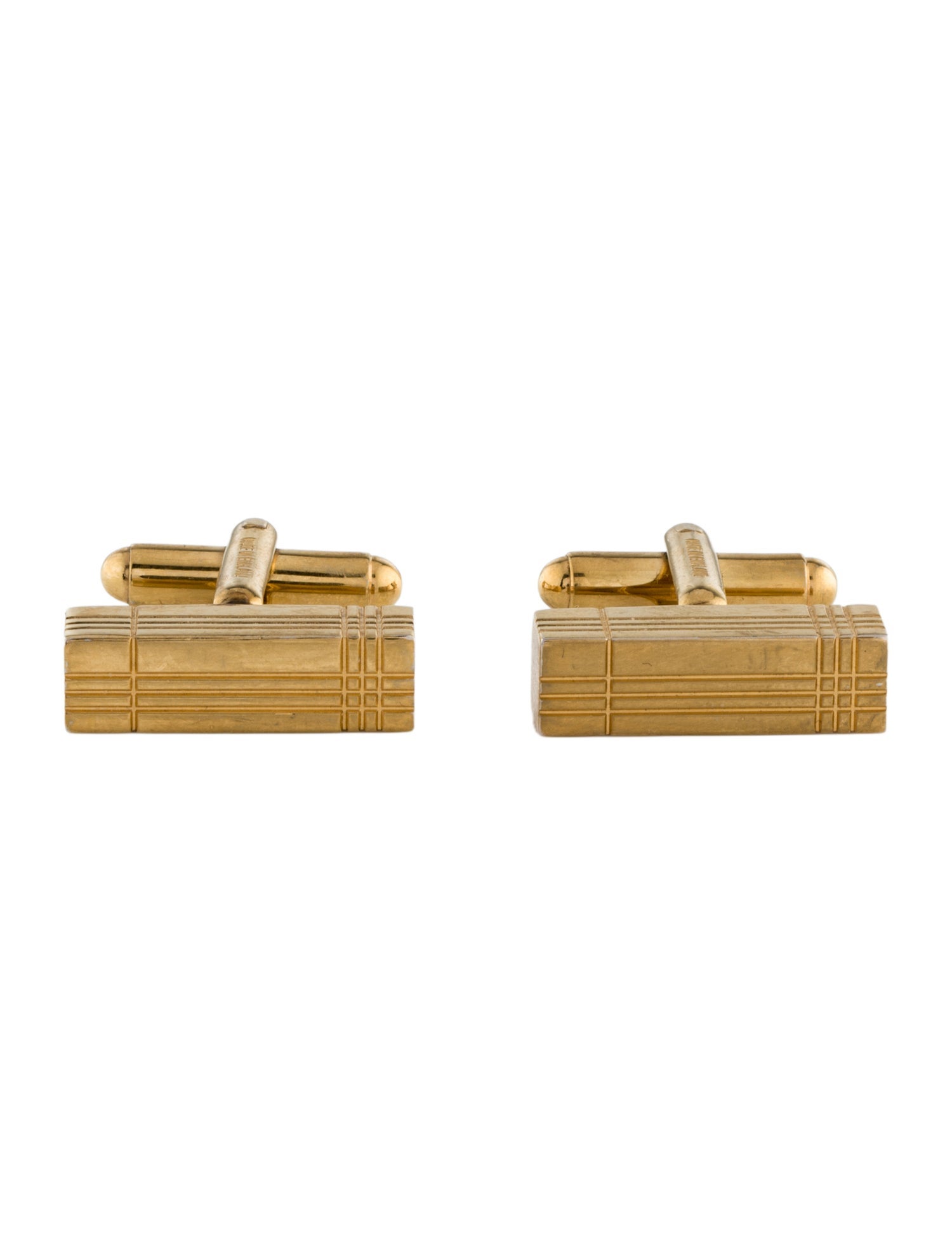 Burberry Rectangular Engraved Check Cufflinks