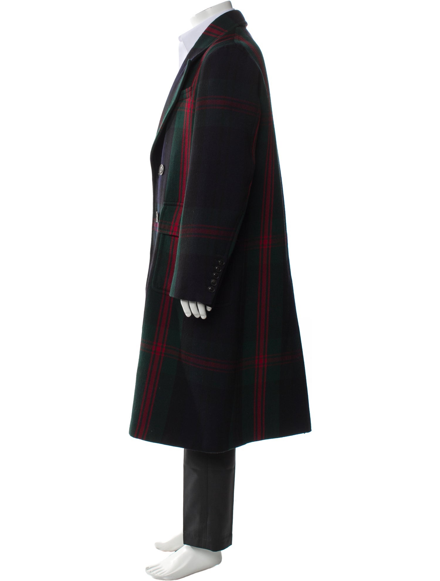 Exploded Check Pattern Wool Overcoat