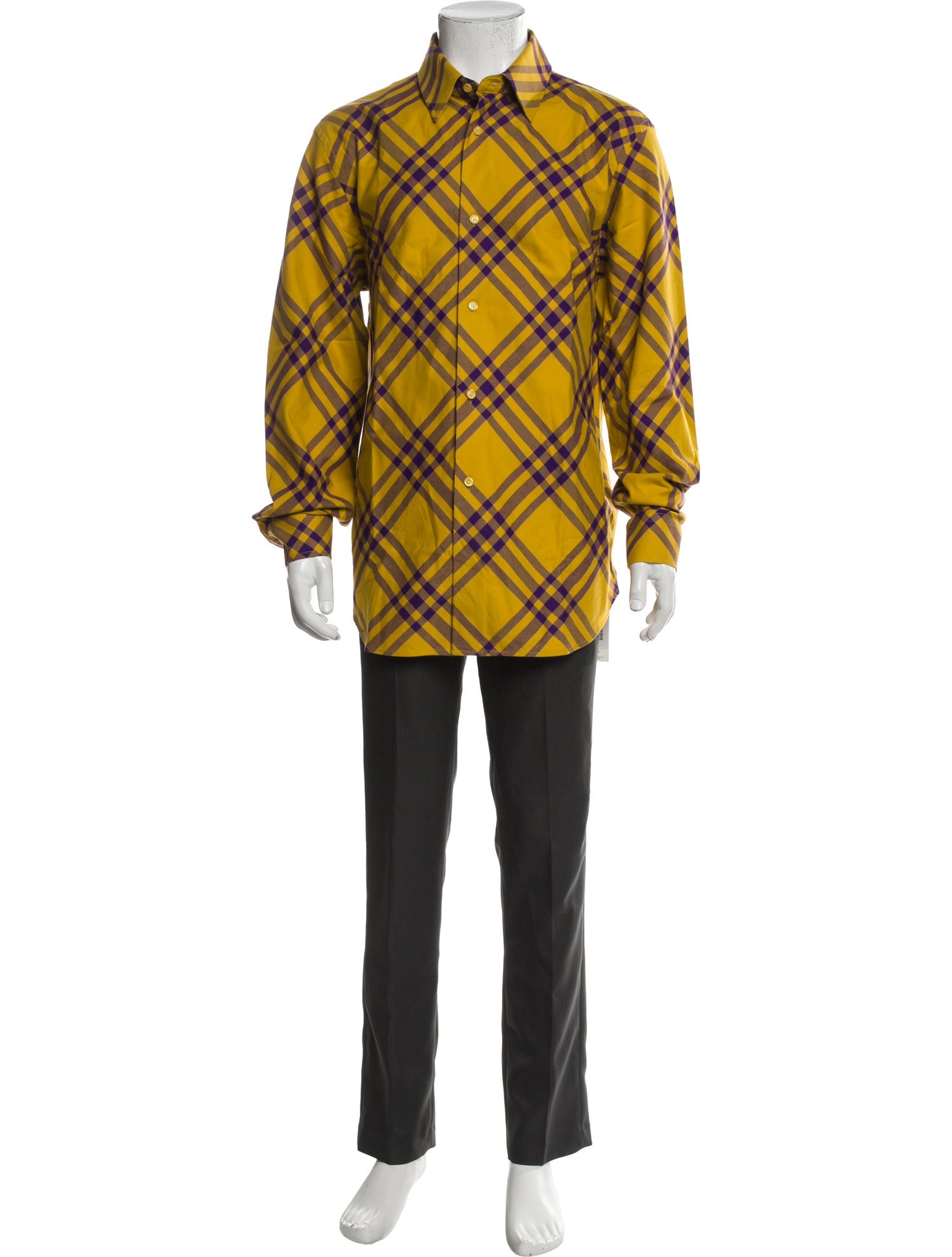 Burberry Plaid Print Long Sleeve Shirt