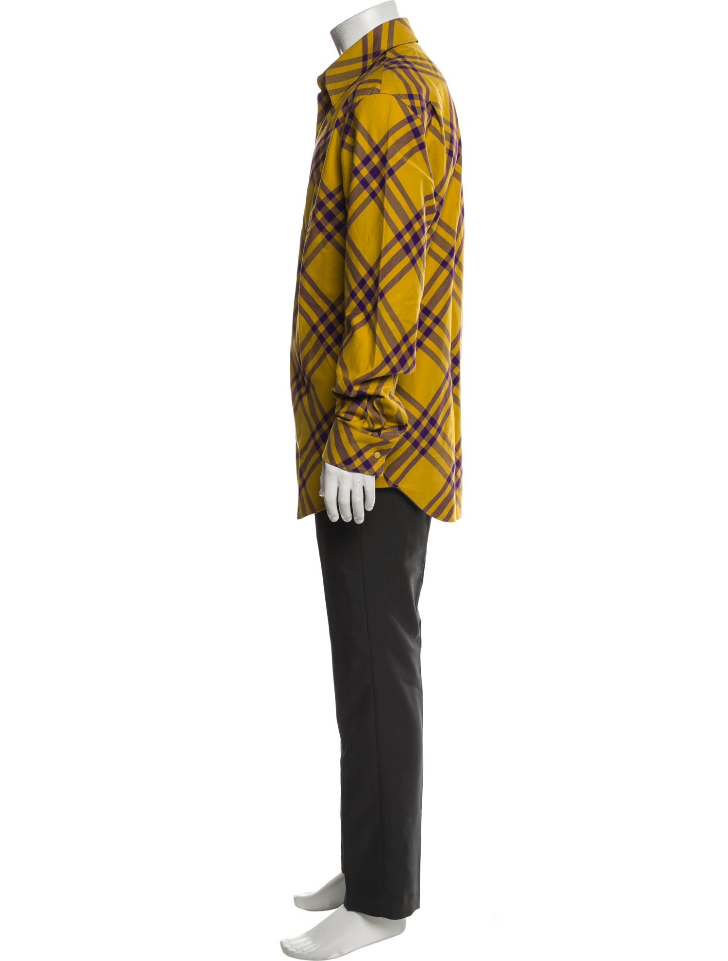 Burberry Plaid Print Long Sleeve Shirt