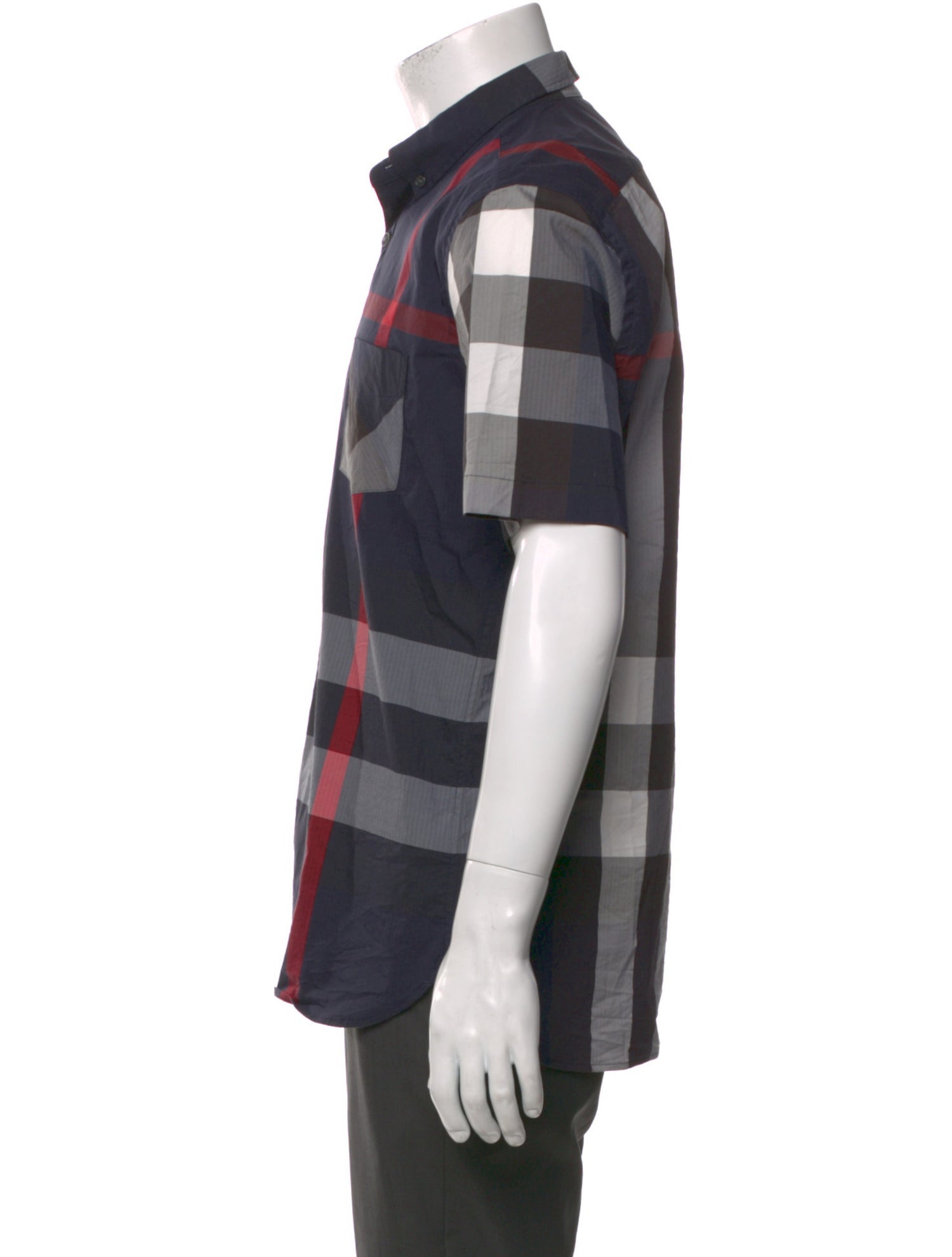 Burberry Exploded Check Pattern Short Sleeve Shirt - Blue Casual