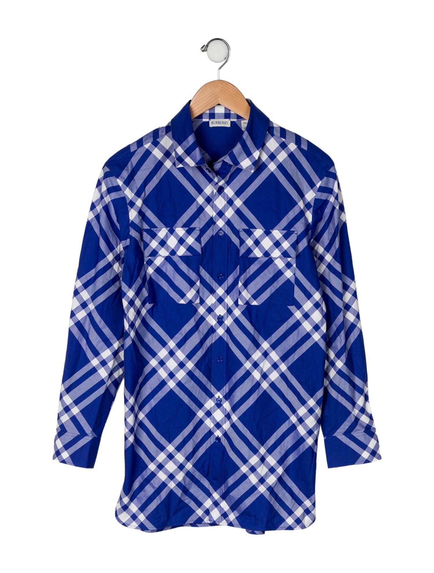 Burberry Cotton Plaid Long Sleeve Dress