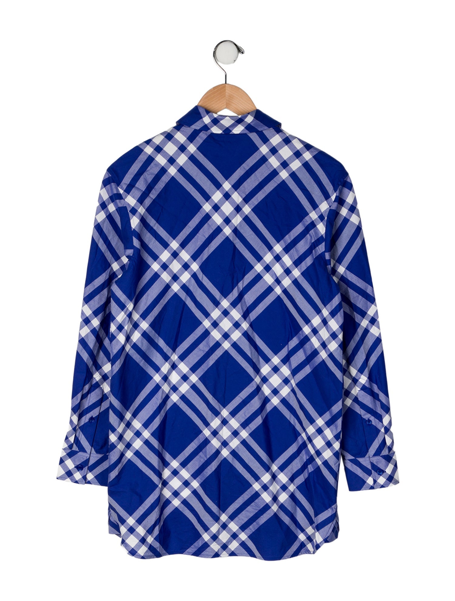 Burberry Cotton Plaid Long Sleeve Dress