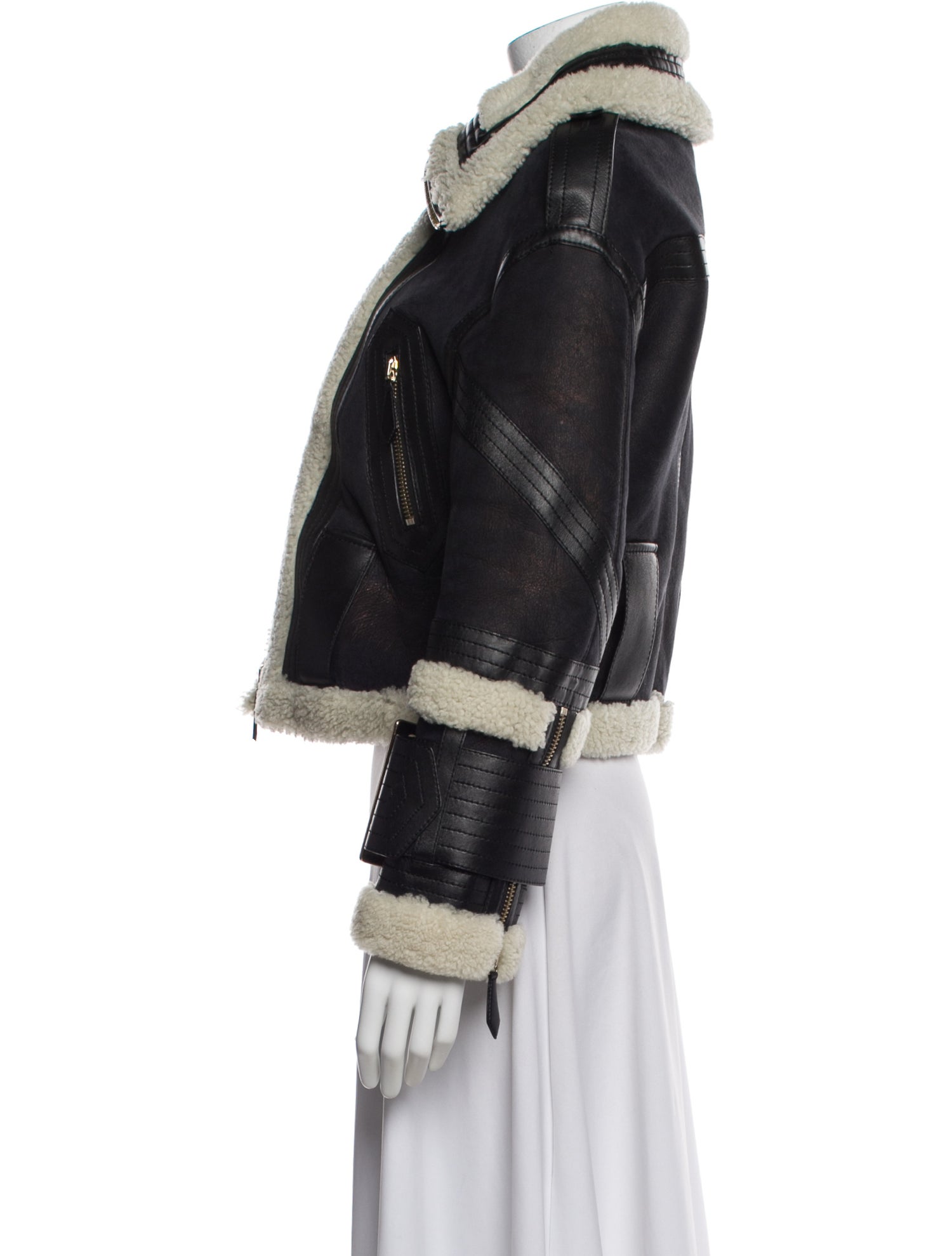 Burberry Shearling Colorblock Pattern Fur Jacket