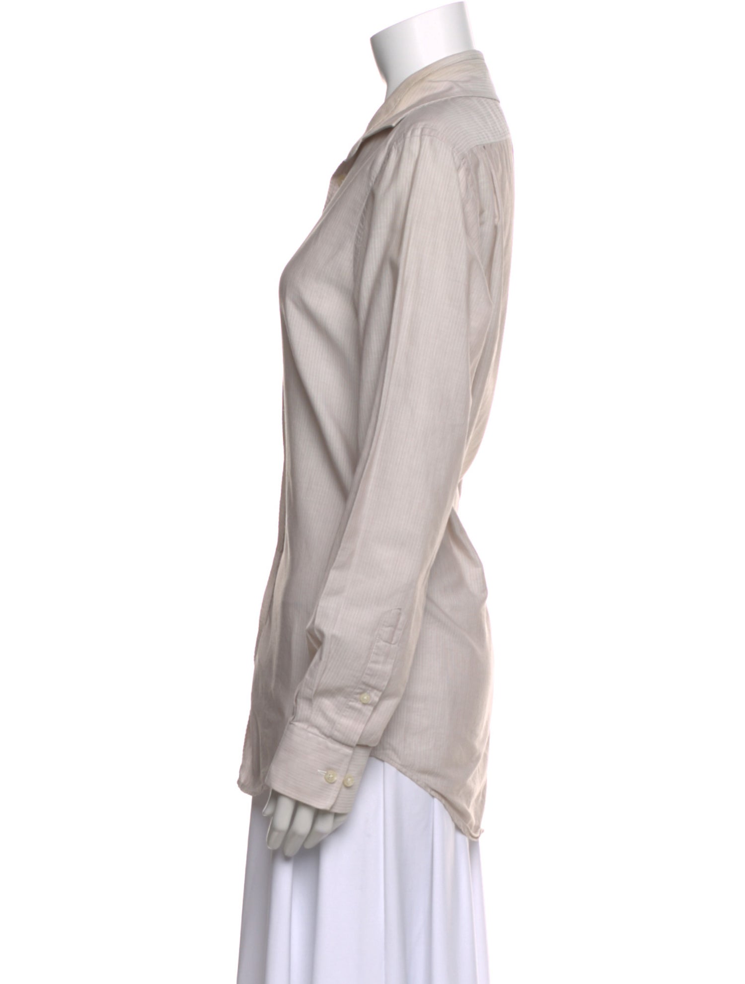 Burberry Striped Long Sleeve Button-Up Top