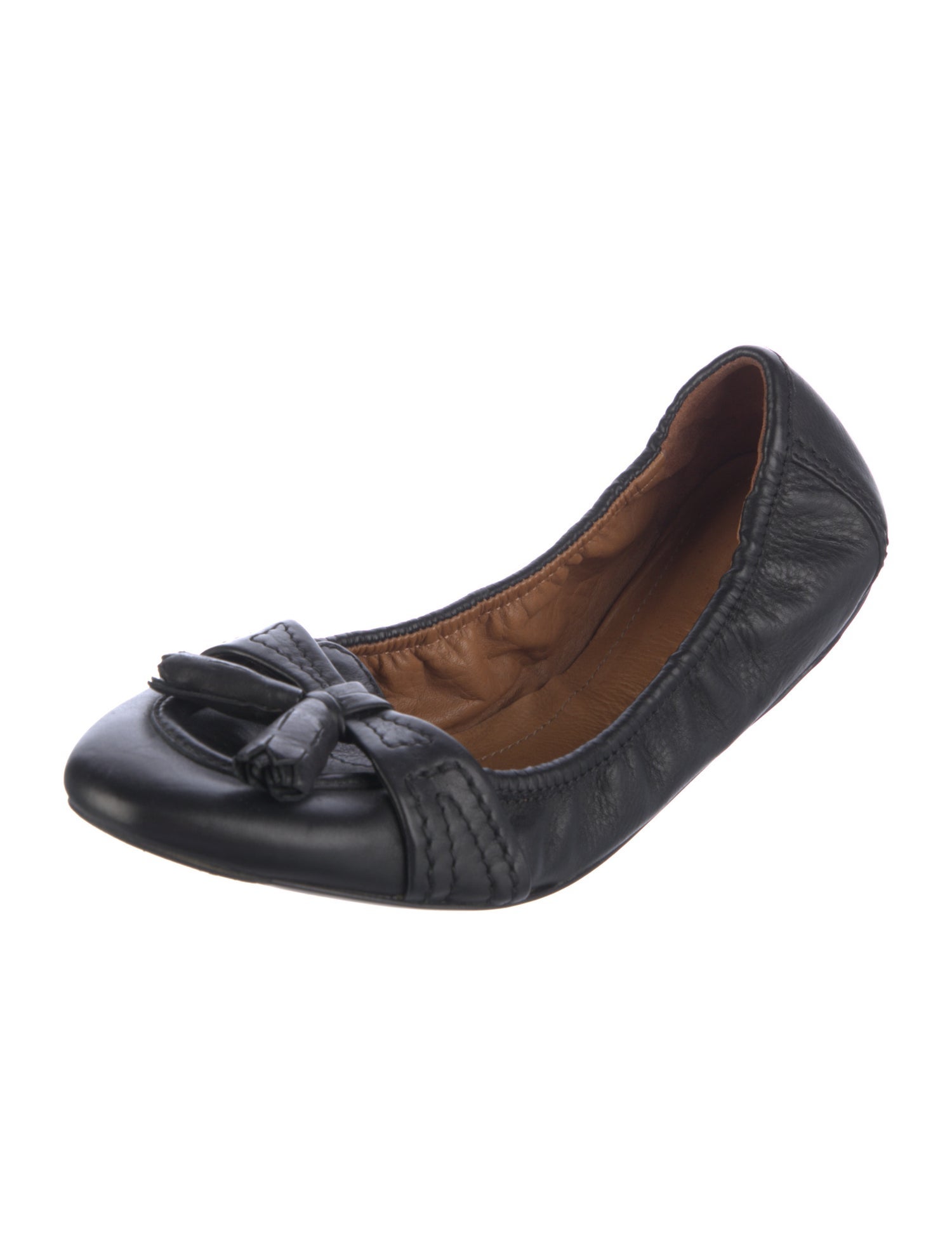 Burberry Leather Tassel Accents Ballet Flats