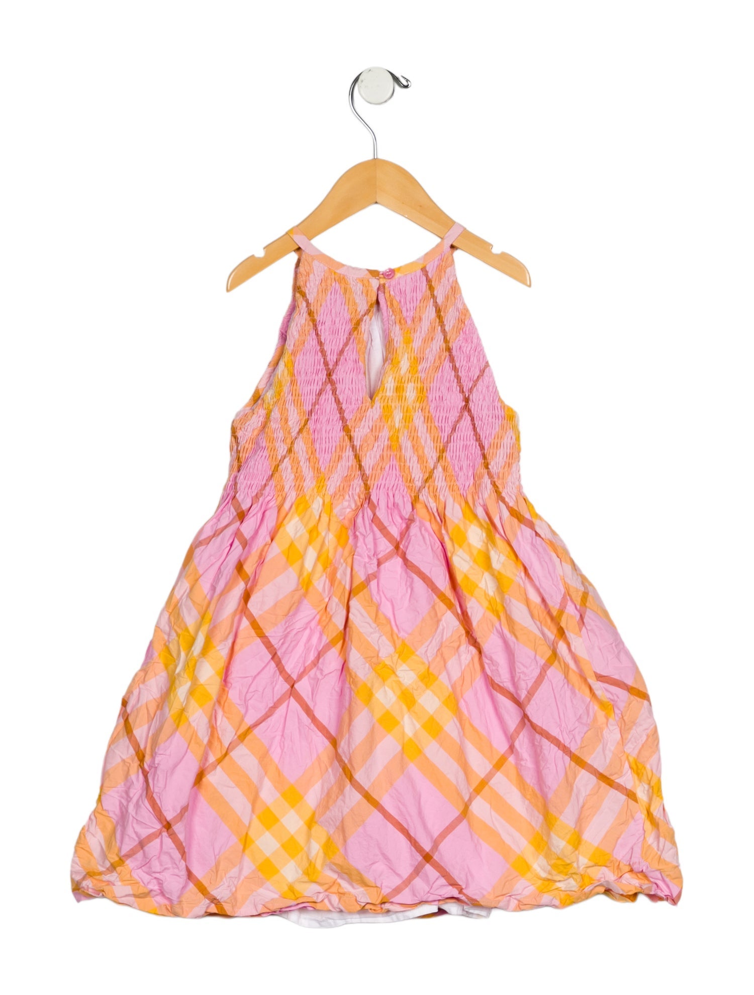 Burberry Cotton pink and yellow patterned sleeveless dress