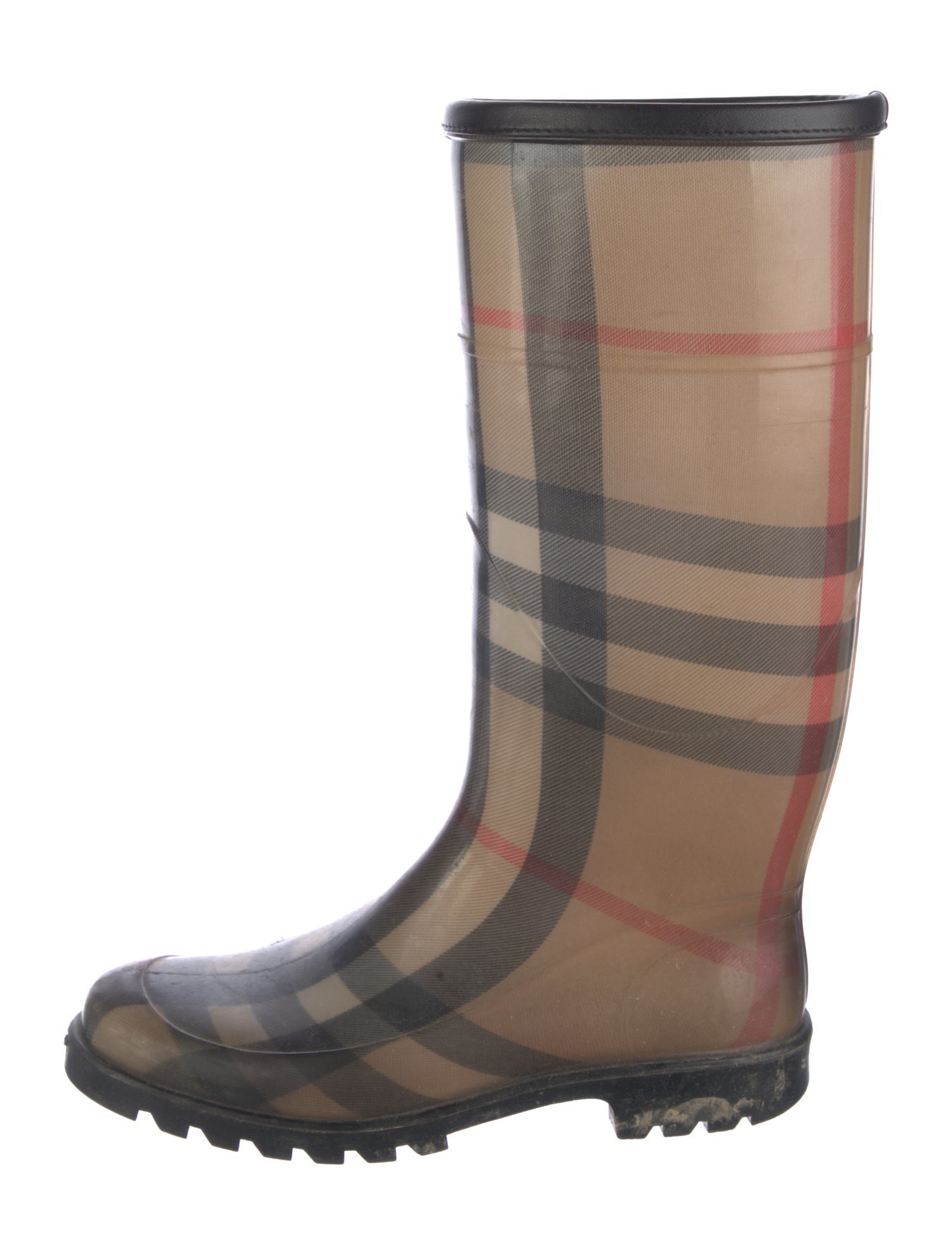 Burberry Rubber Plaid Print Rain Boots