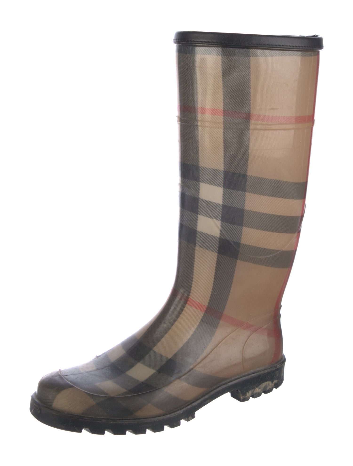 Burberry Rubber Plaid Print Rain Boots