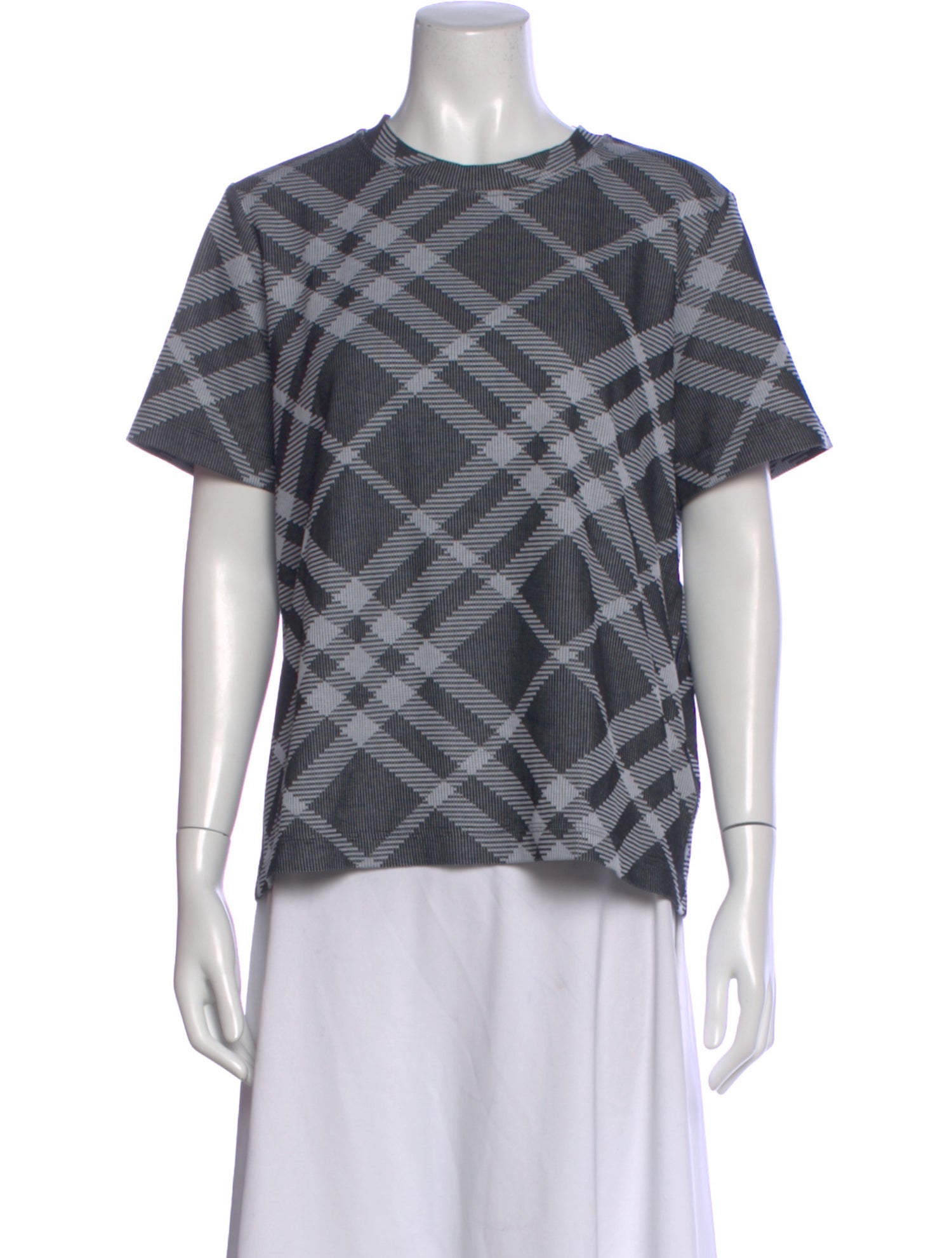 Burberry Plaid Print Crew Neck T-Shirt w/ Tags