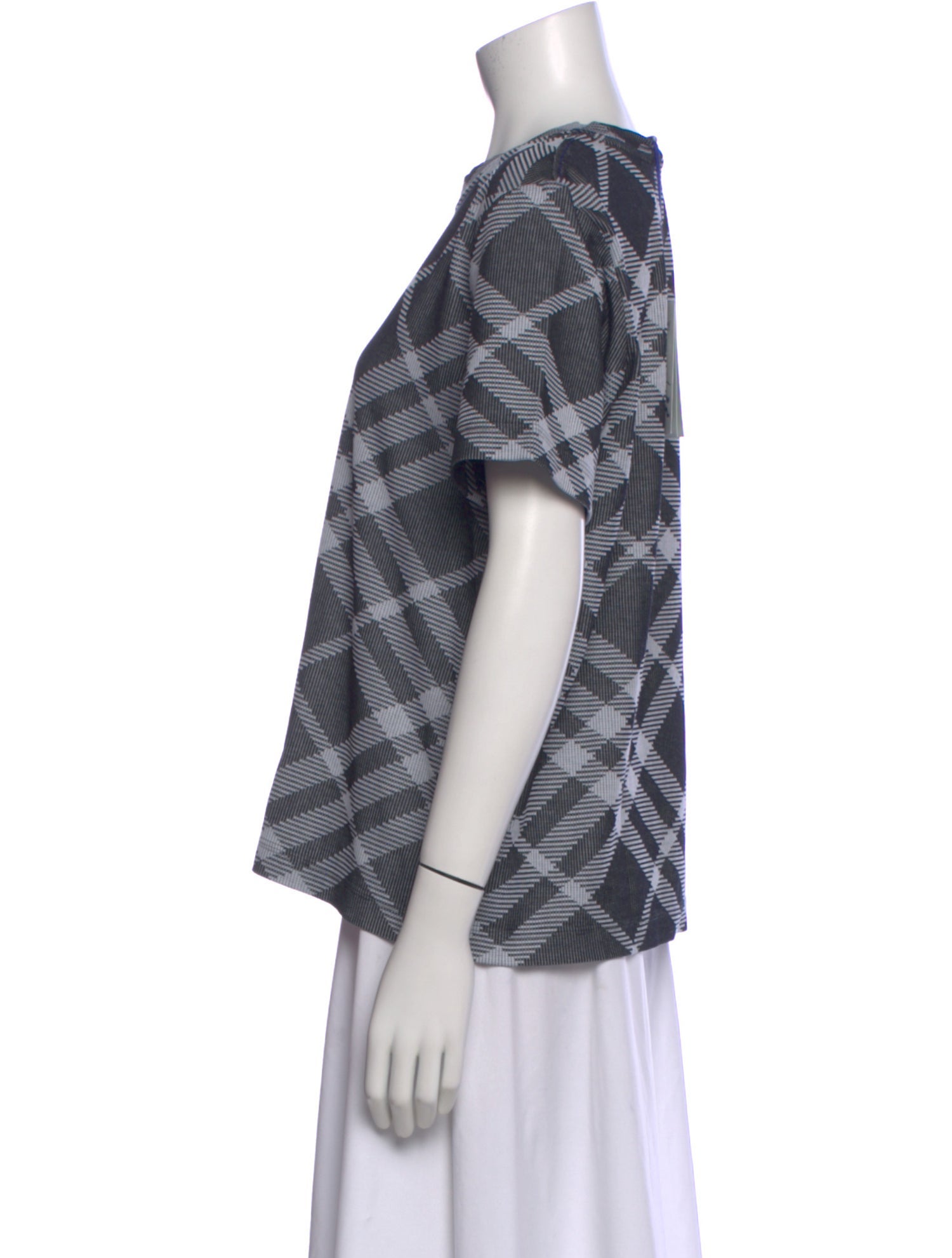 Burberry Plaid Print Crew Neck T-Shirt w/ Tags