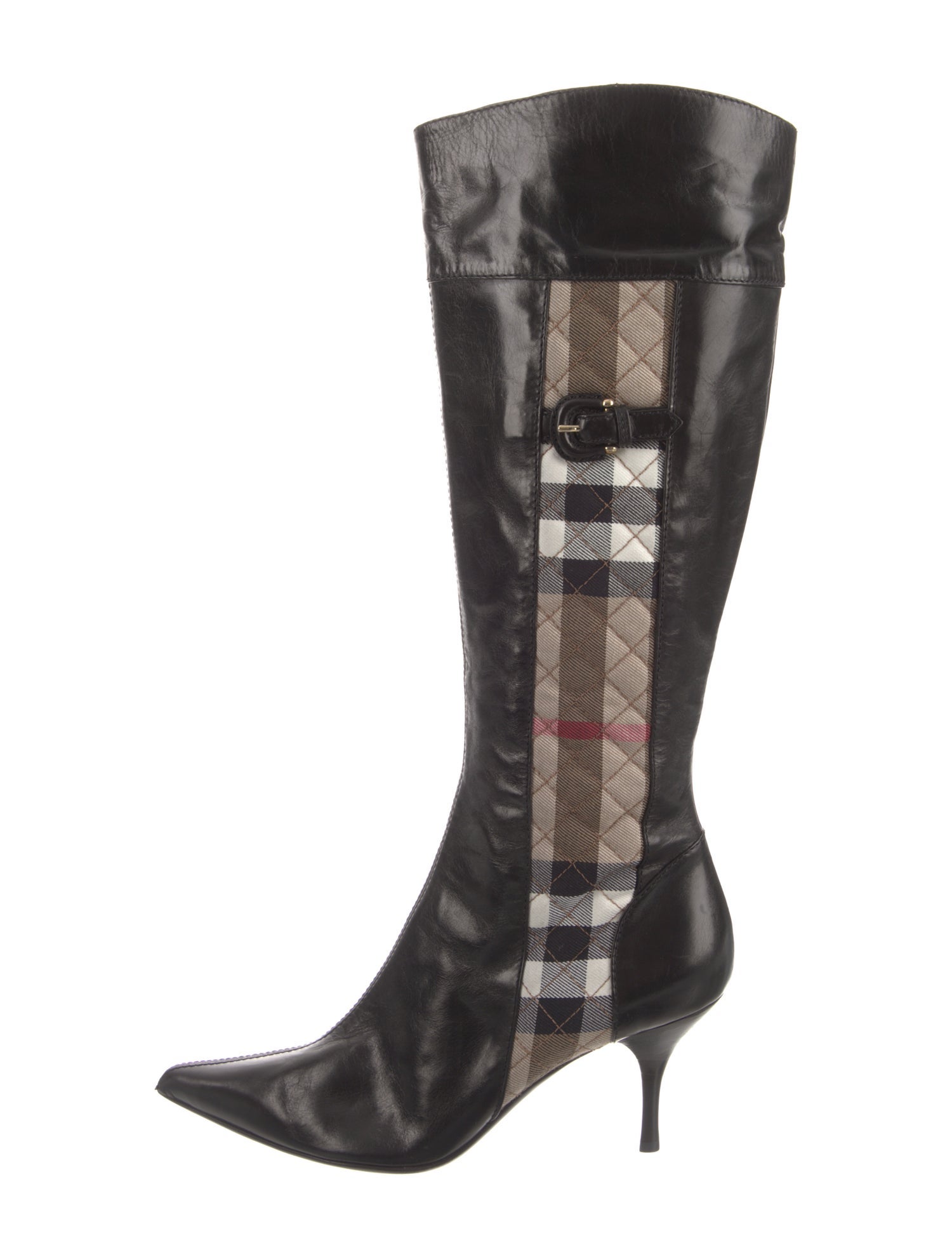 Burberry Nova Check Pattern Leather Boots
