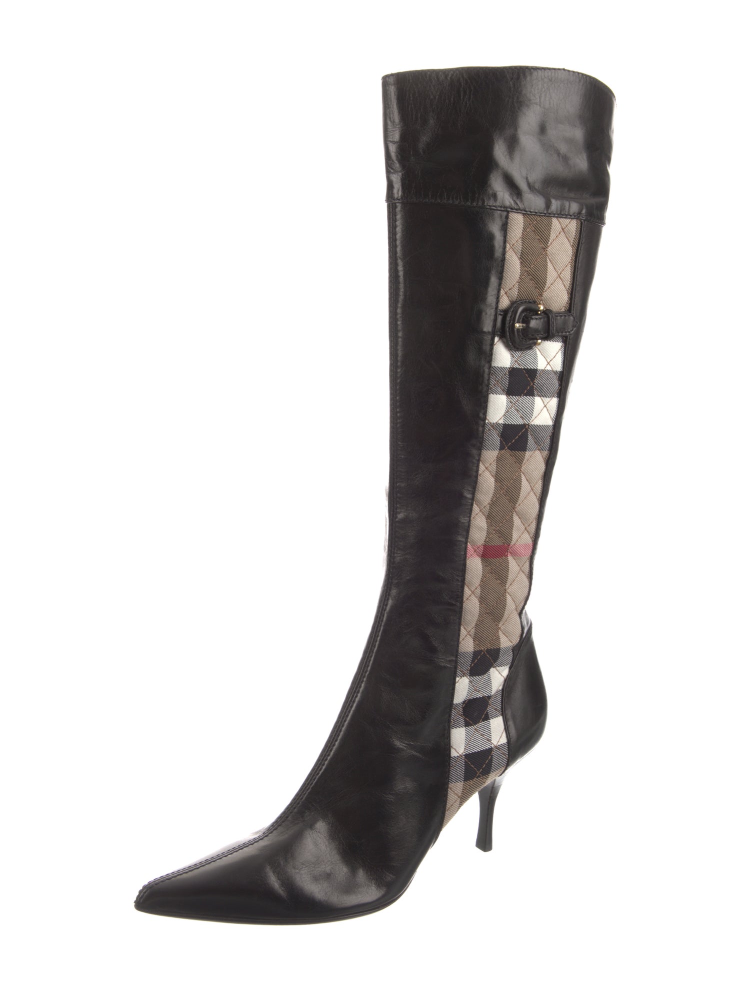Burberry Nova Check Pattern Leather Boots