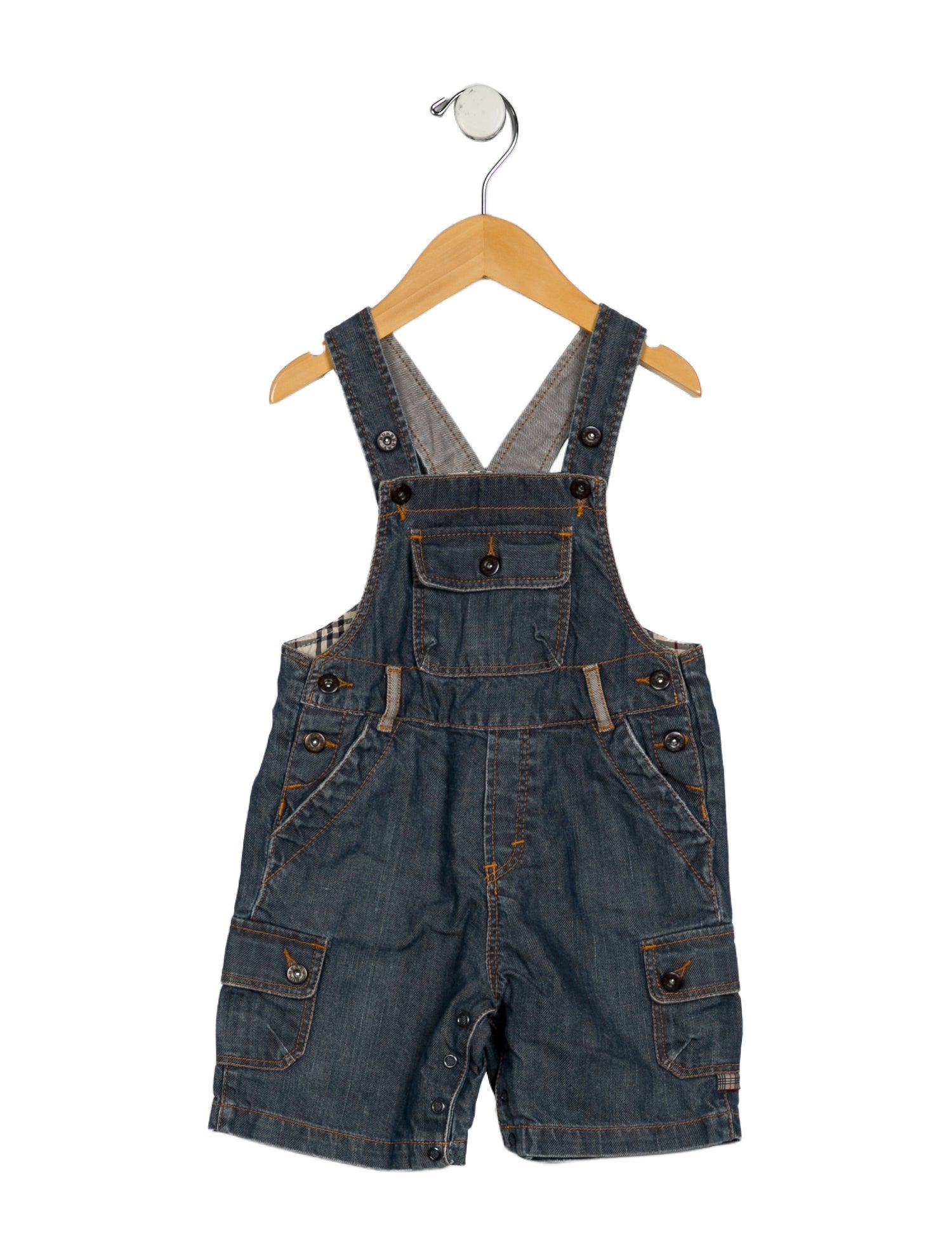 Burberry Cotton blue denim overalls with button closure