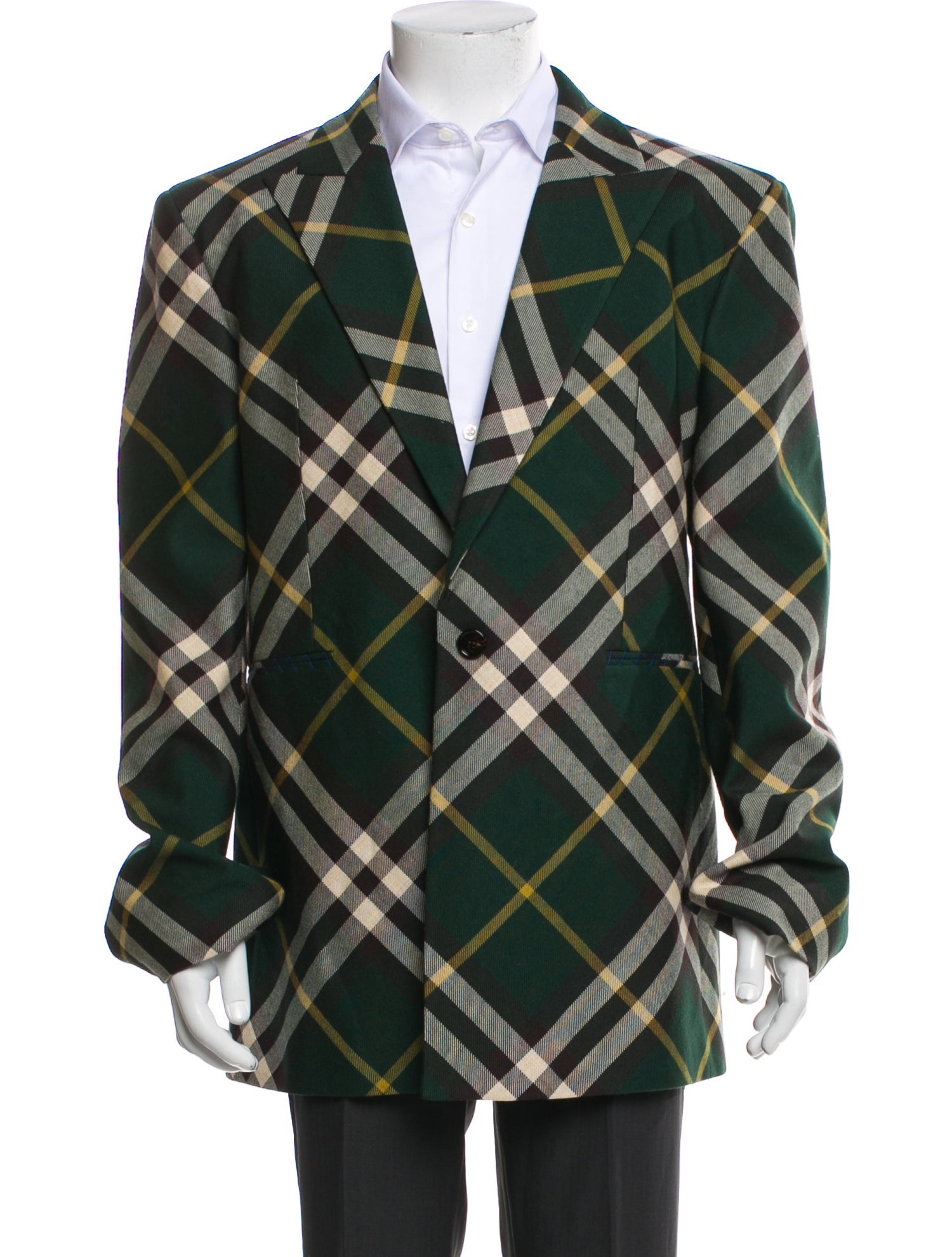 Burberry Wool Plaid Print Blazer w/ Tags