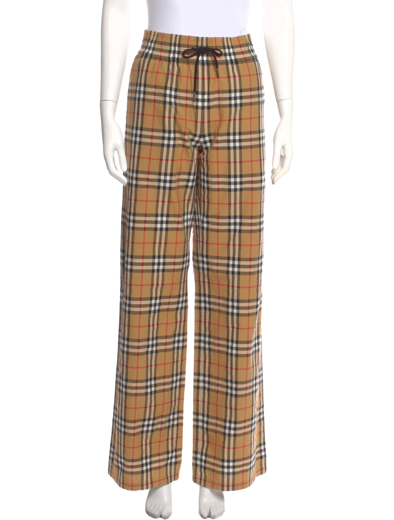 Burberry Plaid Print Wide Leg Pants