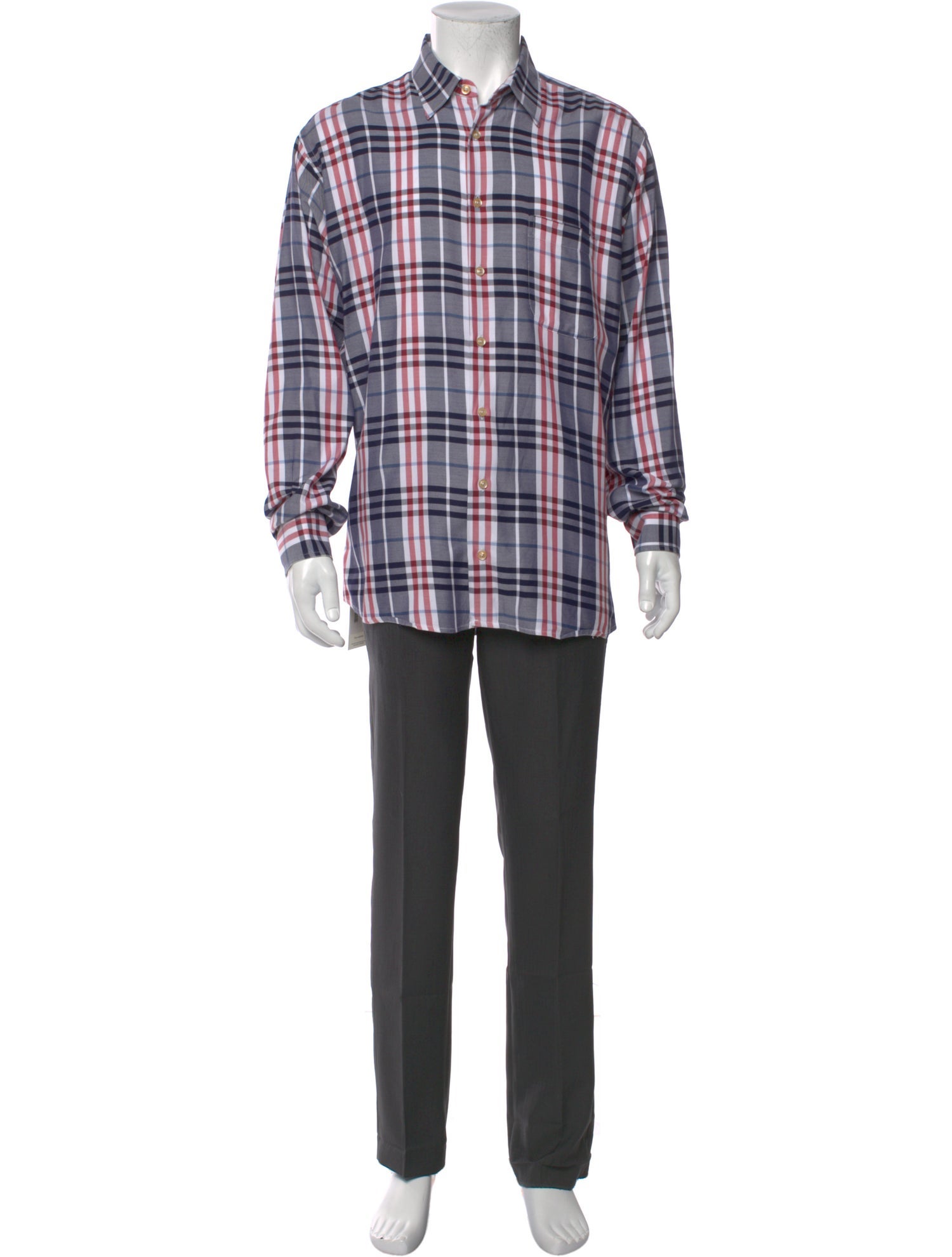 Burberry London Plaid Print Long Sleeve Shirt