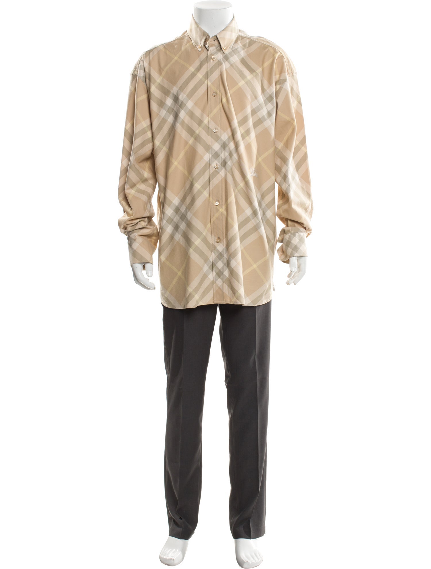 Burberry Plaid Print Long Sleeve Dress Shirt