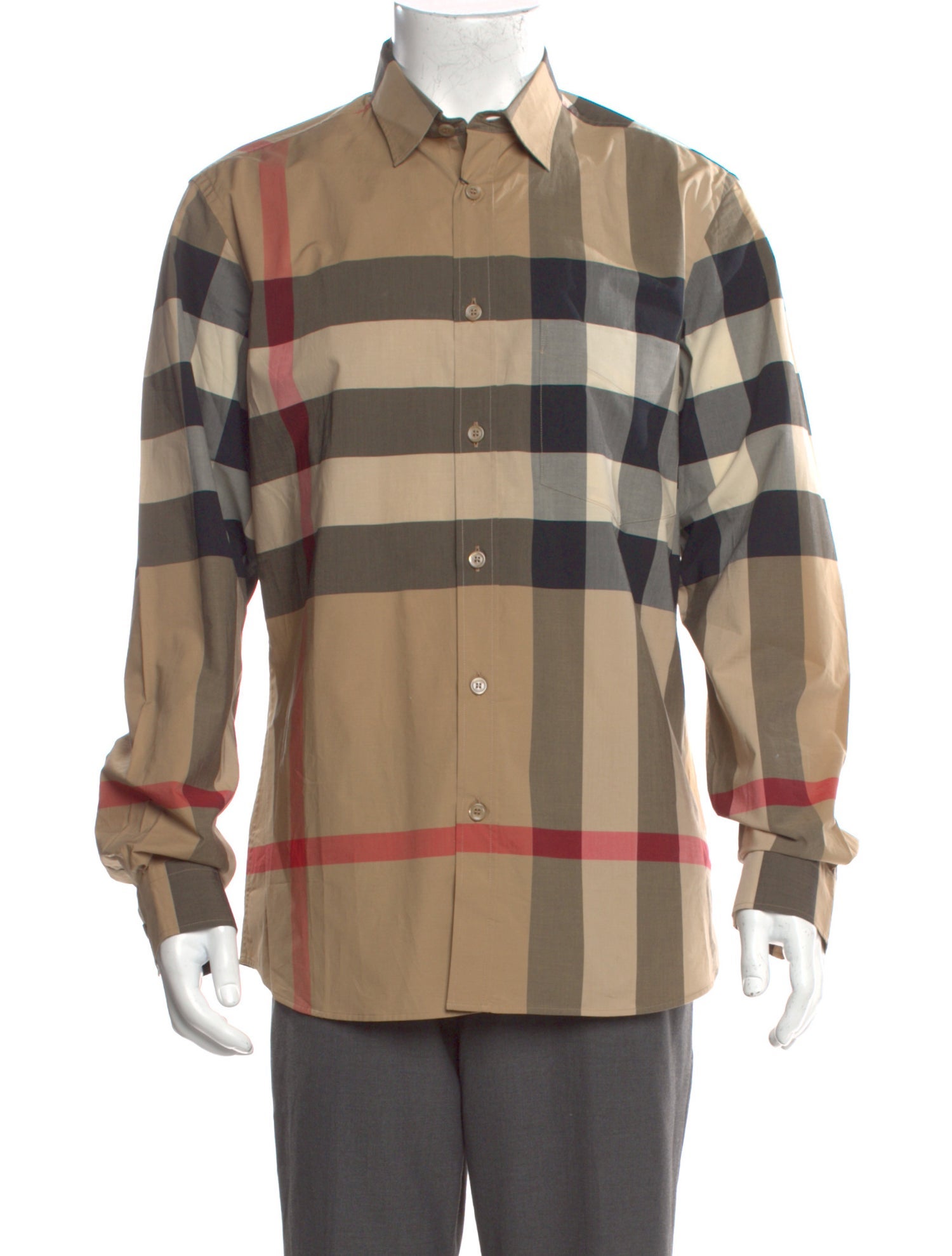 Burberry Plaid Print Long Sleeve Shirt
