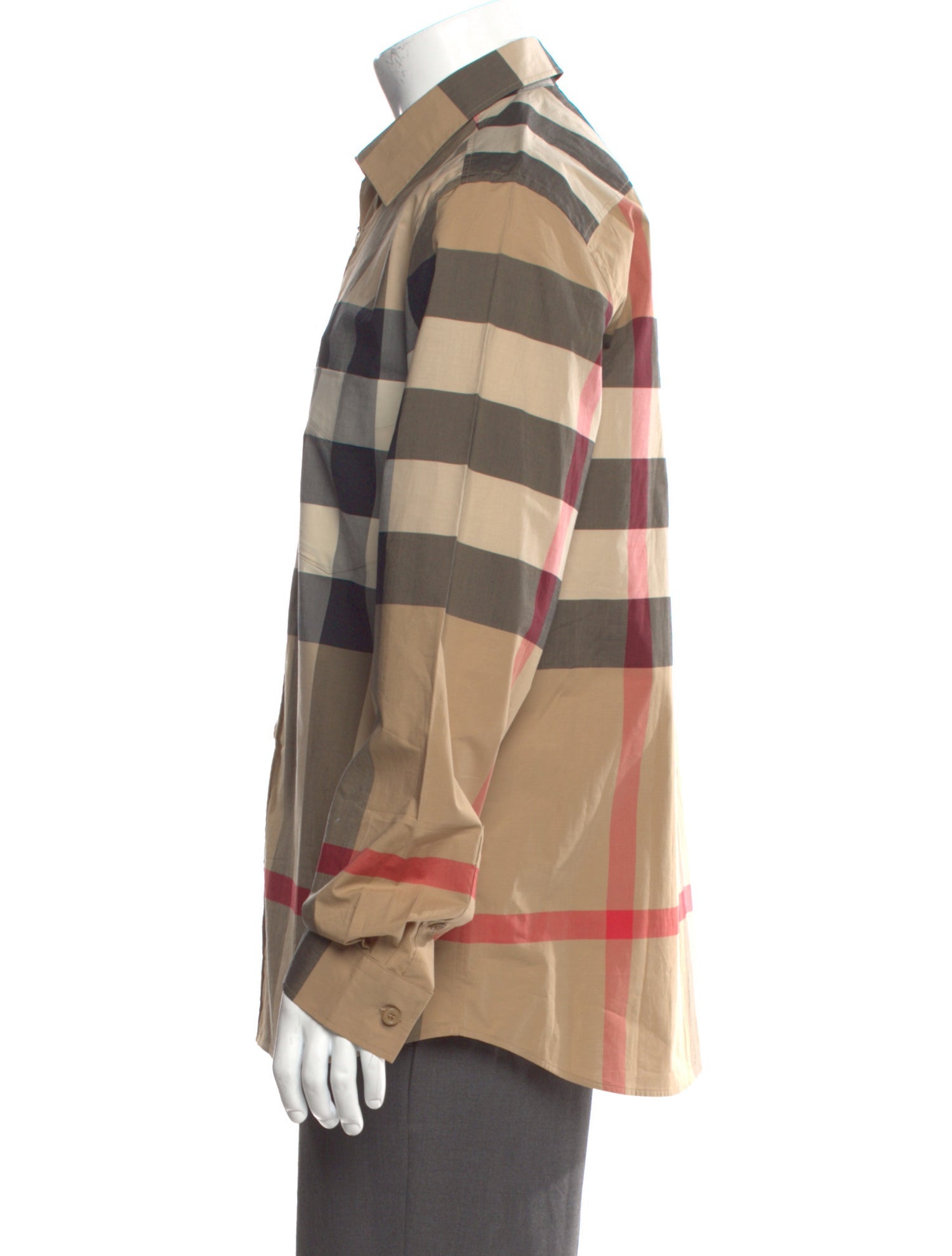 Burberry Plaid Print Long Sleeve Shirt