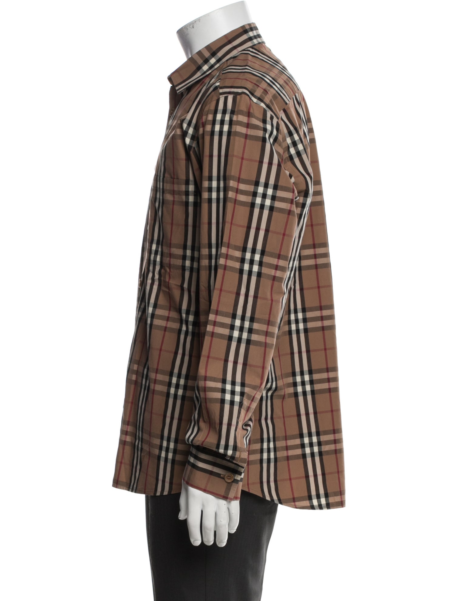 Burberry Plaid Print Long Sleeve Dress Shirt