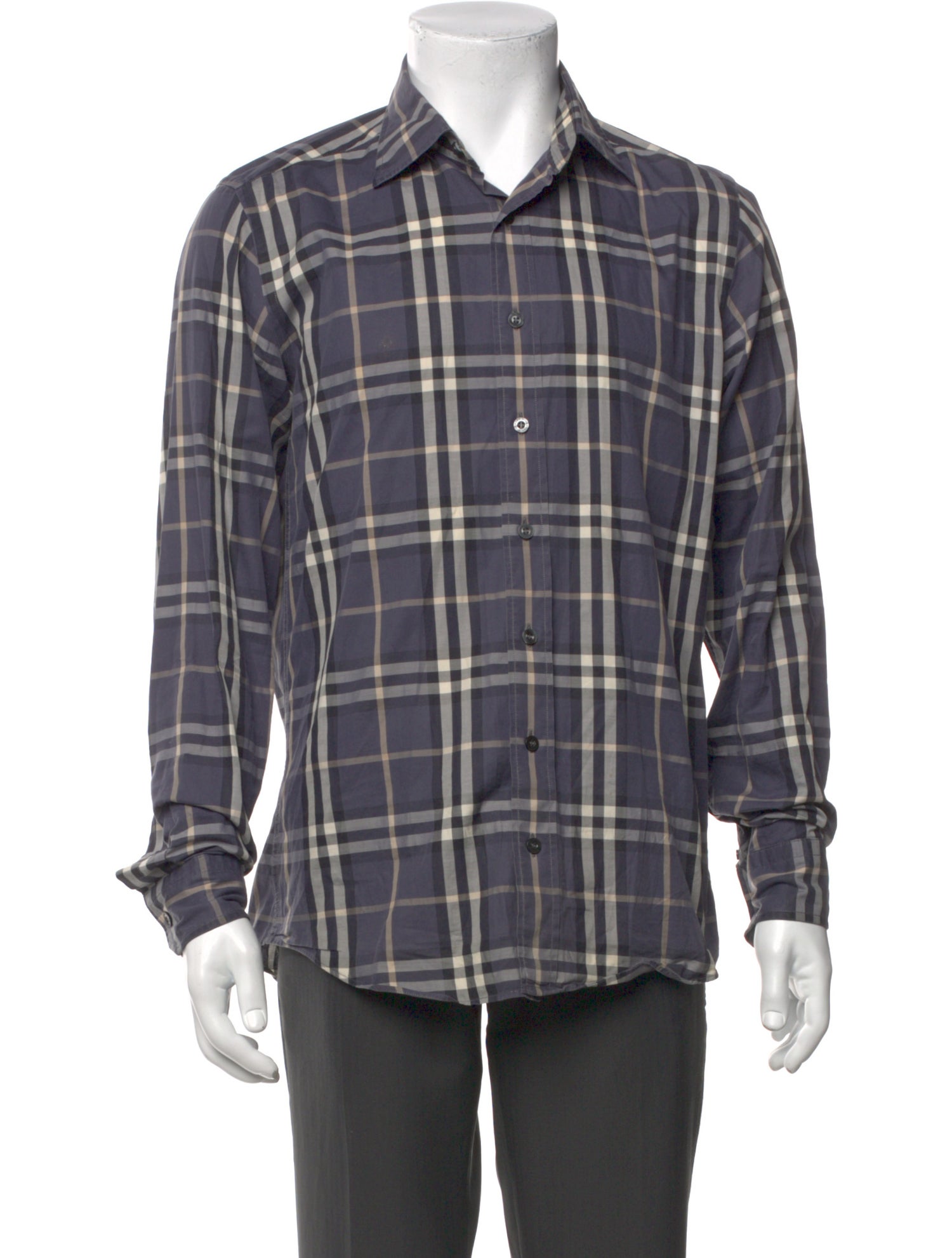 Burberry London Plaid Print Long Sleeve Dress Shirt