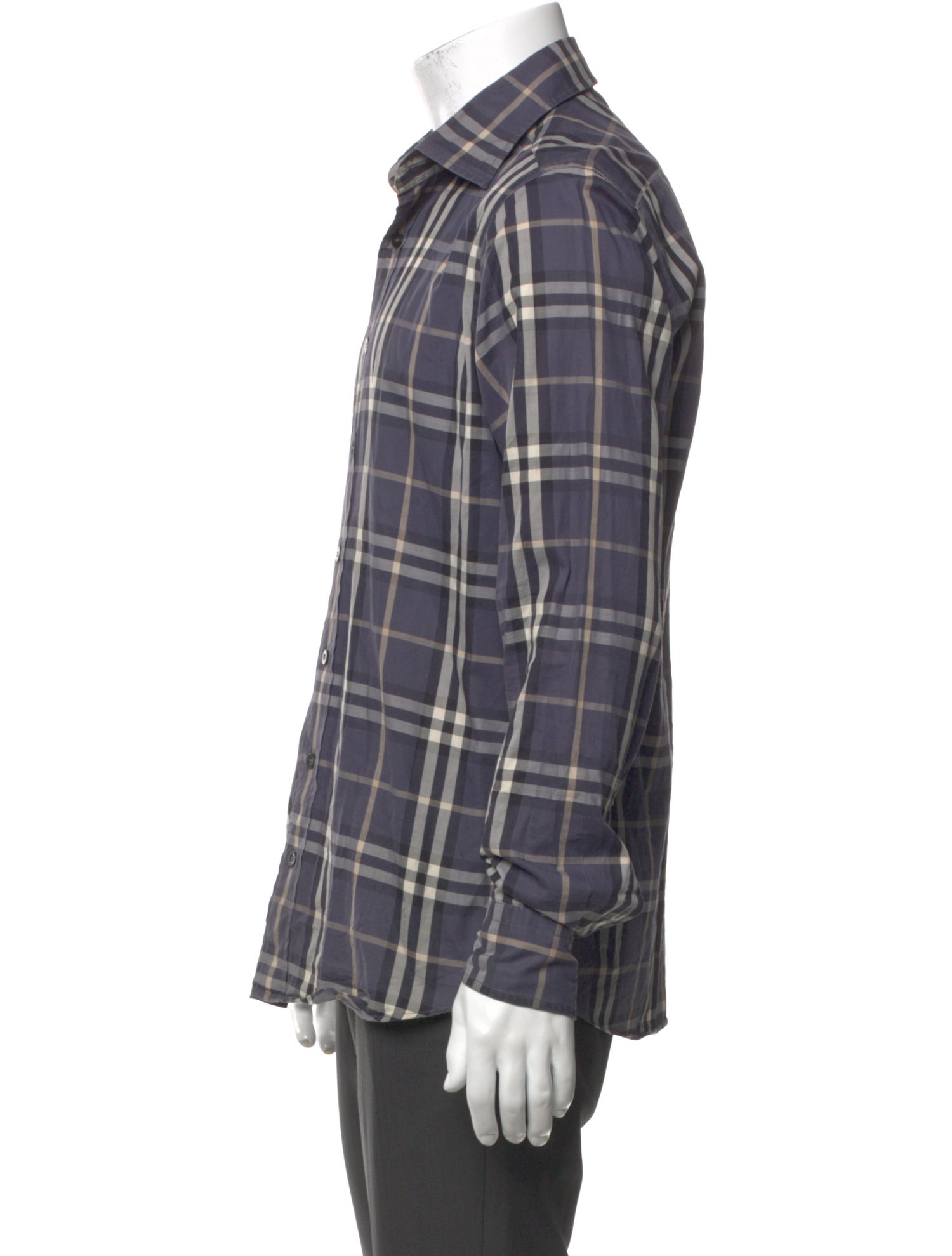 Burberry London Plaid Print Long Sleeve Dress Shirt