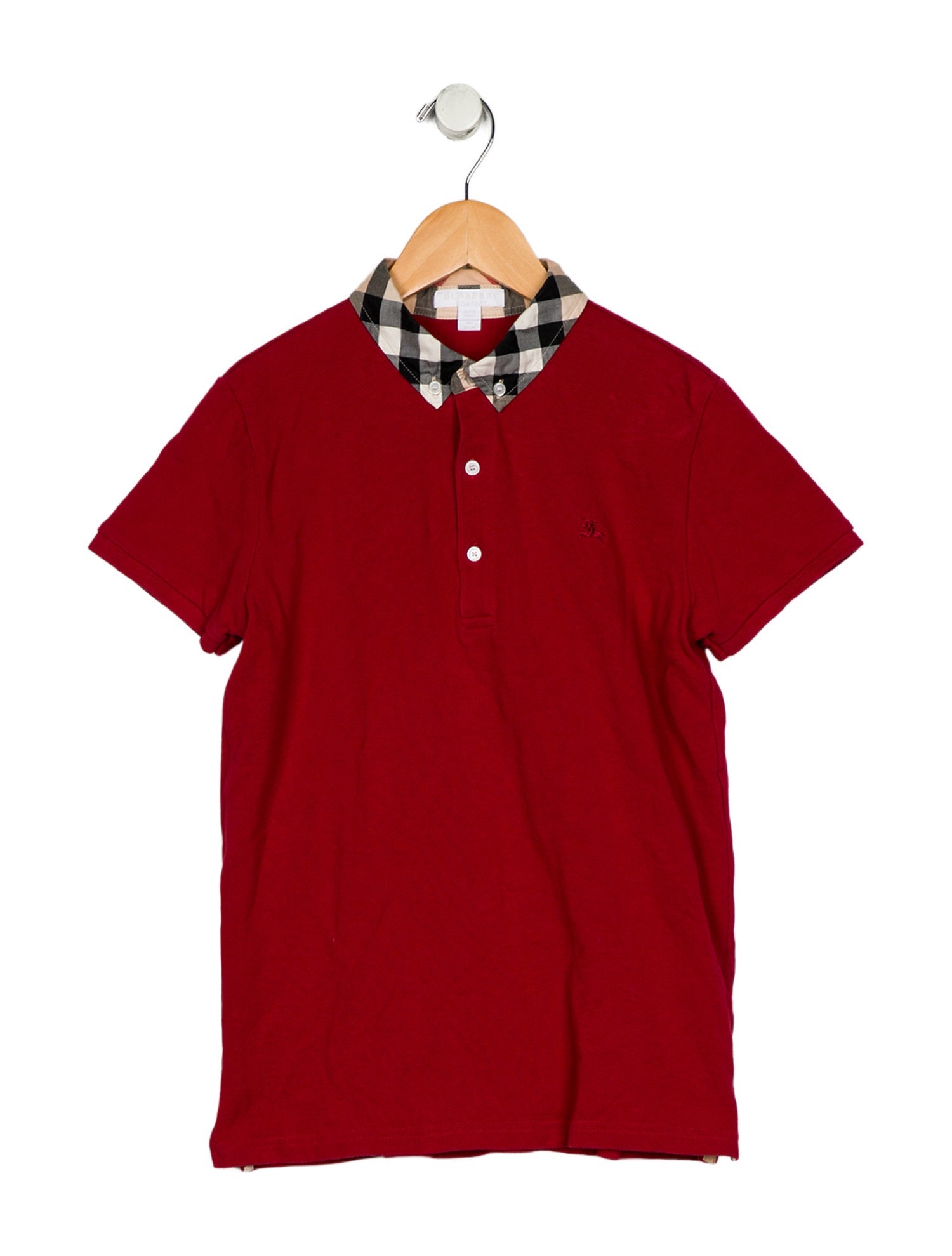 Burberry Cotton red and multicolor patterned casual short sleeve shirt with button closure
