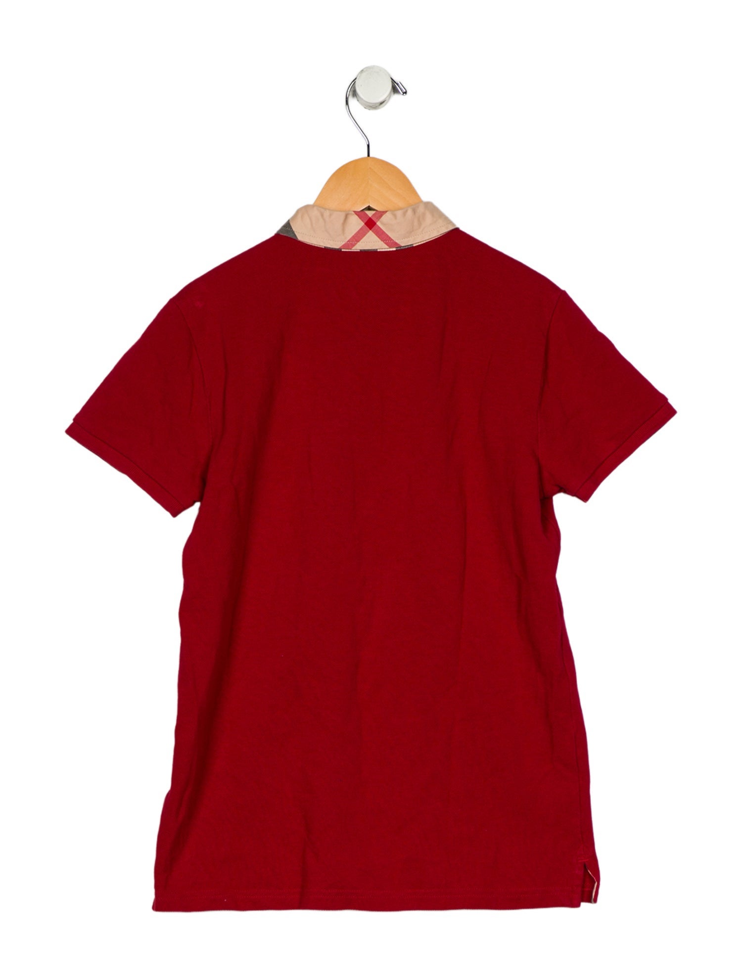 Burberry Cotton red and multicolor patterned casual short sleeve shirt with button closure