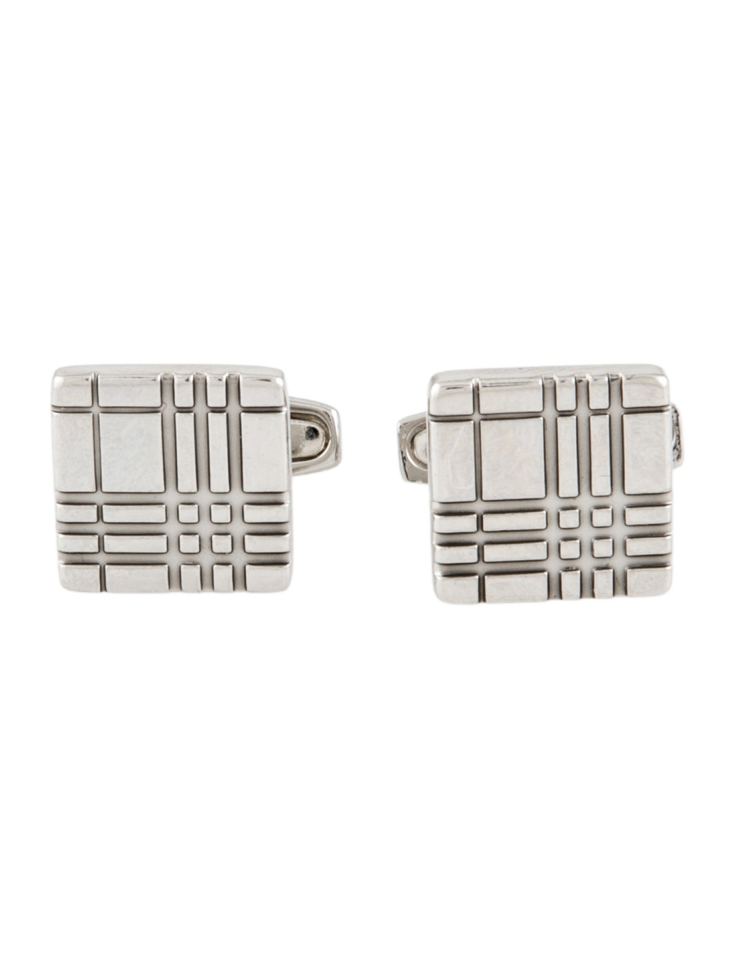 Burberry Embossed Check Square Cufflink