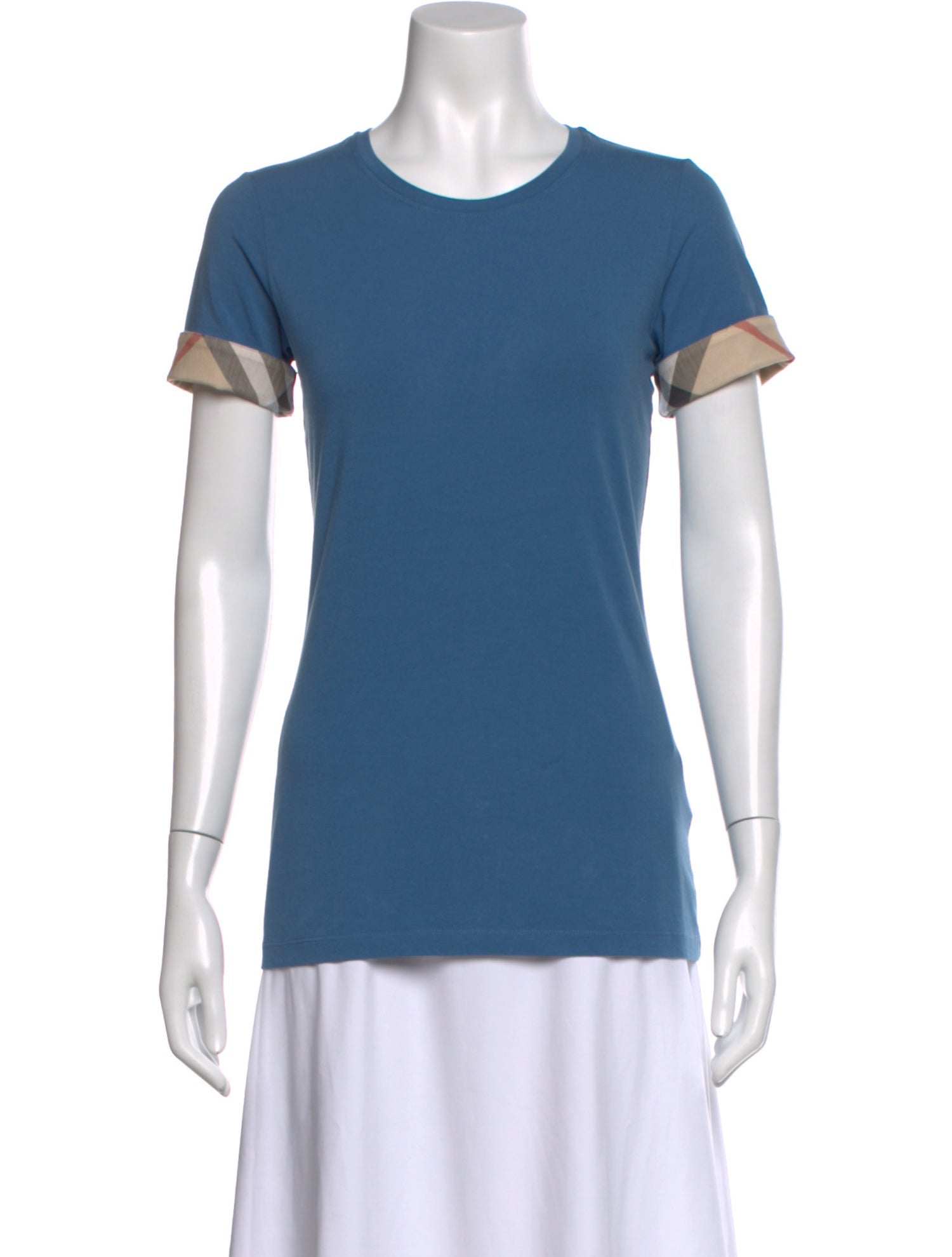 Burberry Plaid Print Crew Neck T-Shirt