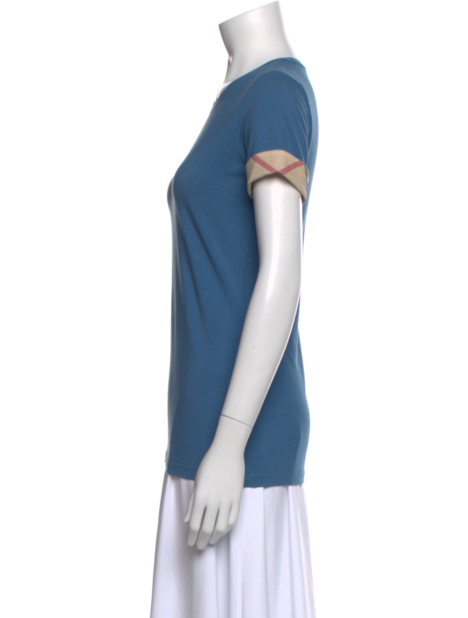 Burberry Plaid Print Crew Neck T-Shirt