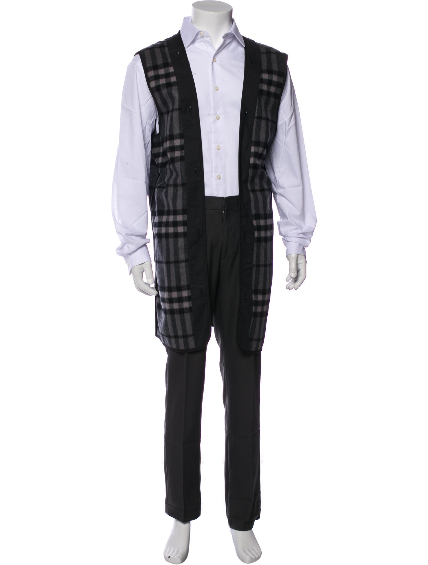 Burberry London Wool Plaid Print Vest